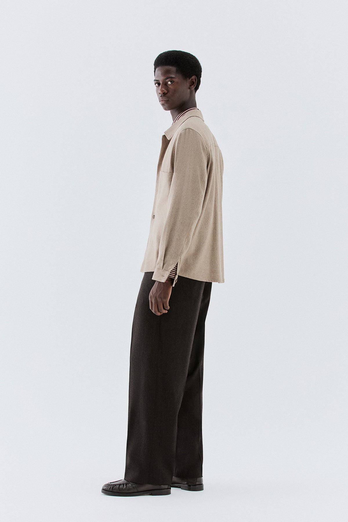 Overshirt in lana - Beige