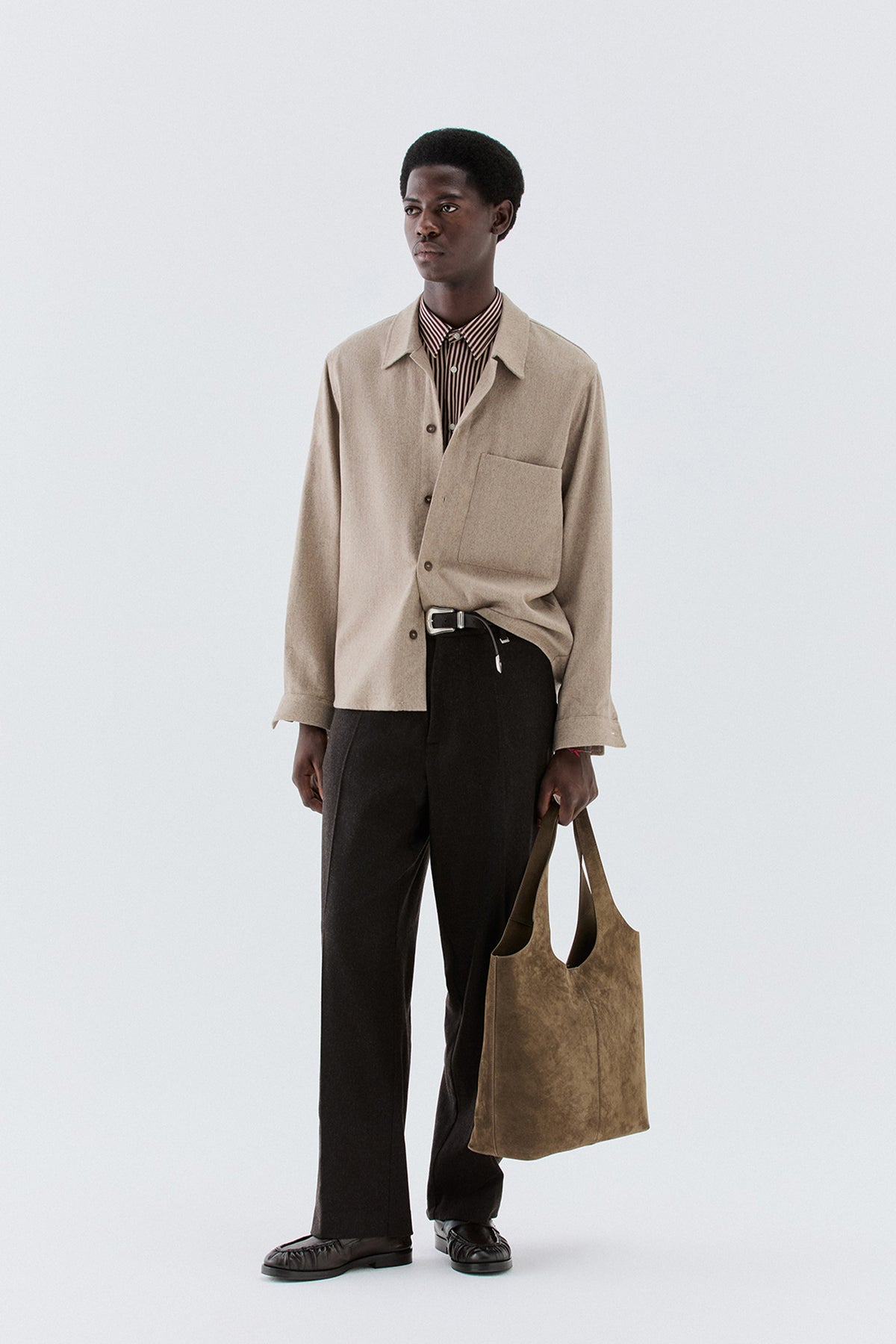 Overshirt in lana - Beige