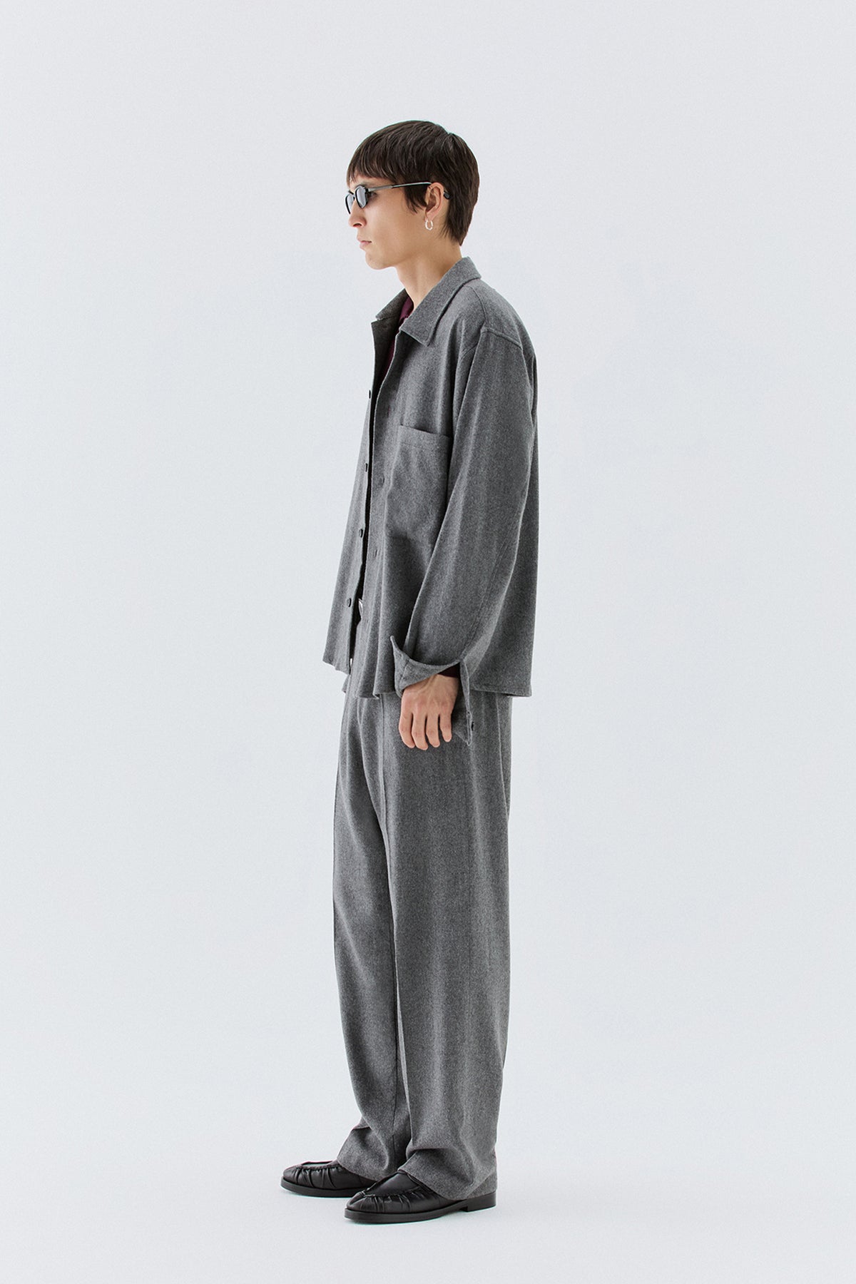 Pantaloni larghi in lana - Grigio