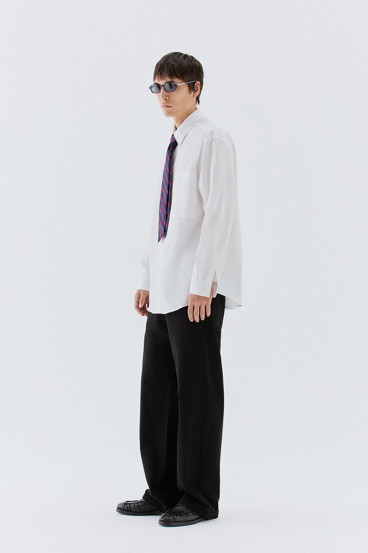 Camicia oversize con tasca - Bianco