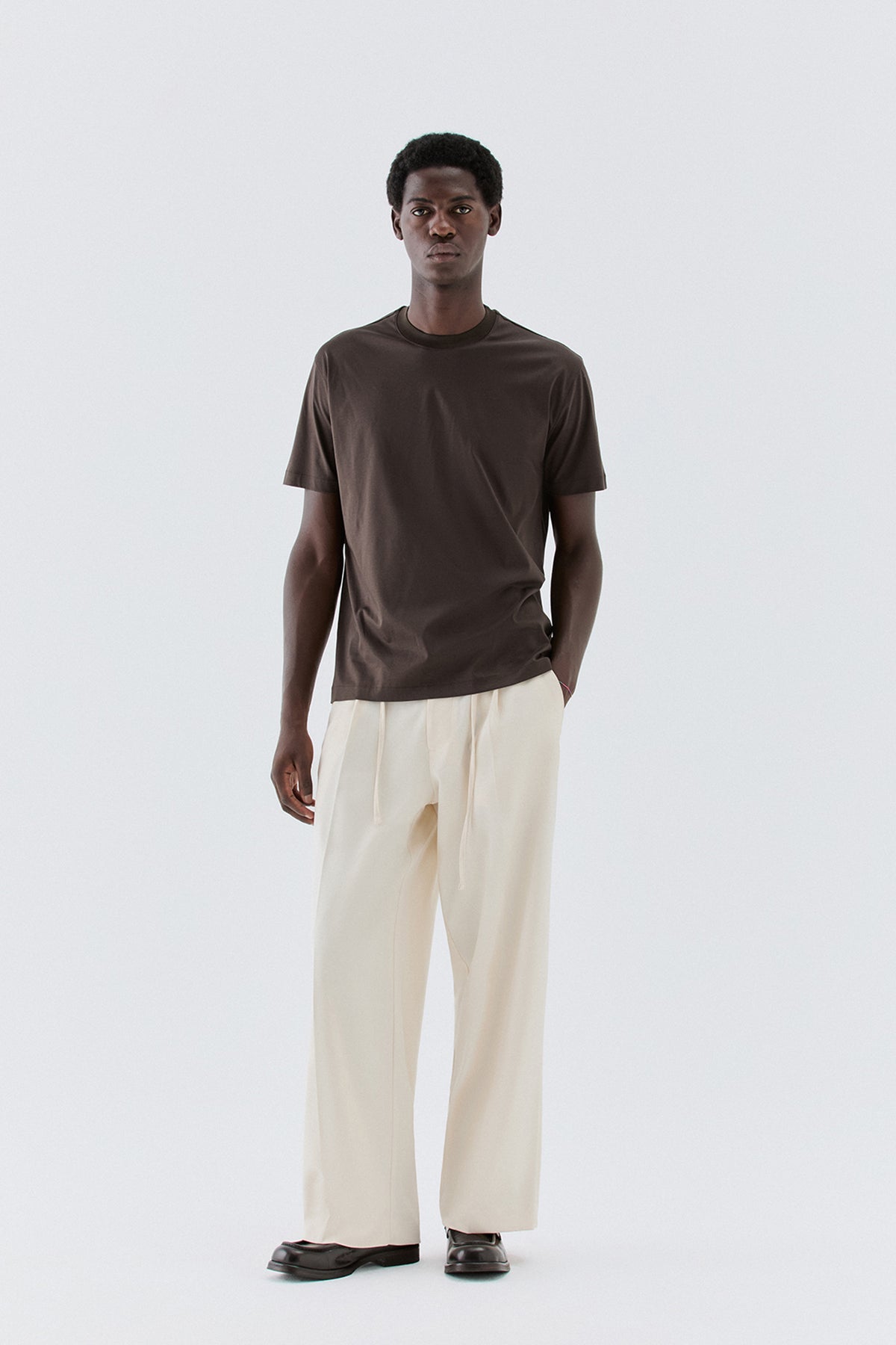 T-shirt in cotone mercerizzato - Moro