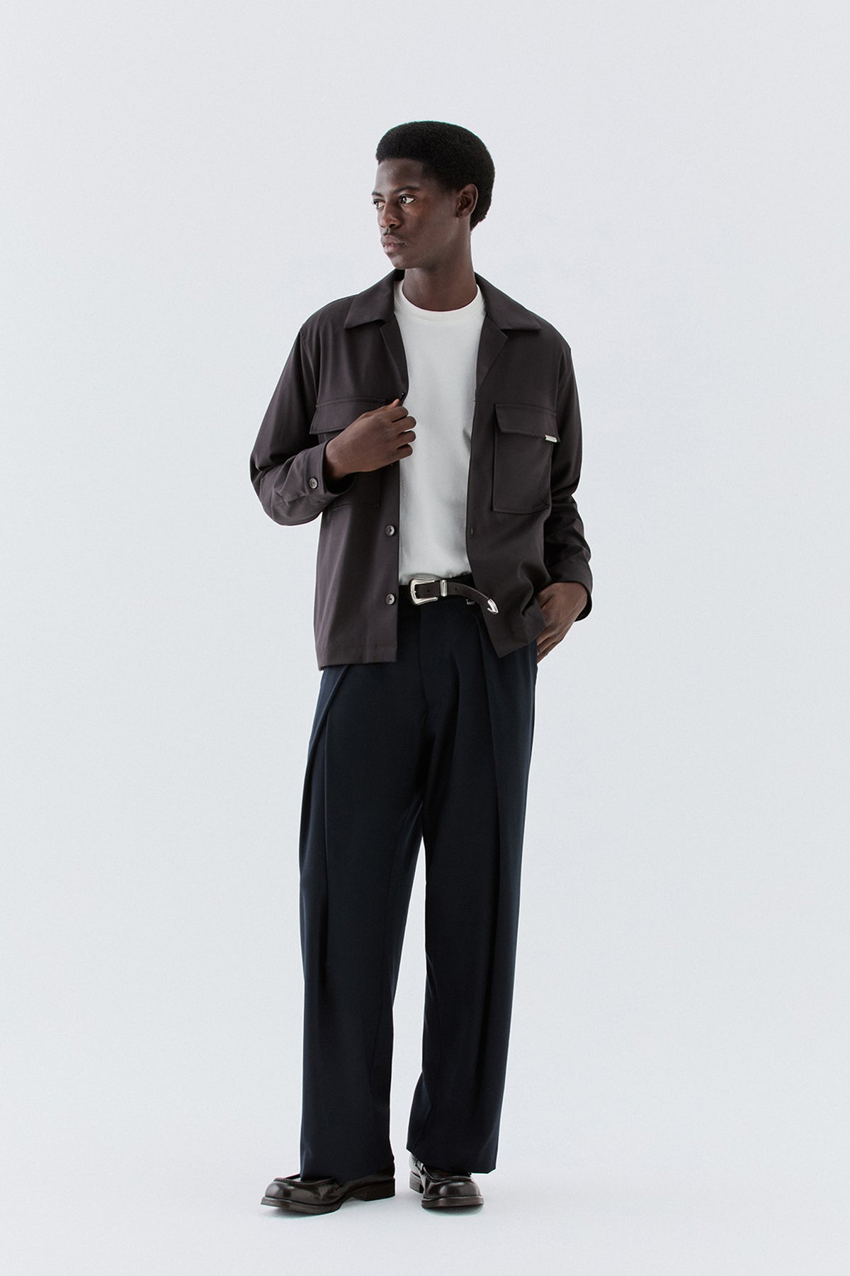 Pantaloni larghi con pinces avanti - Blu