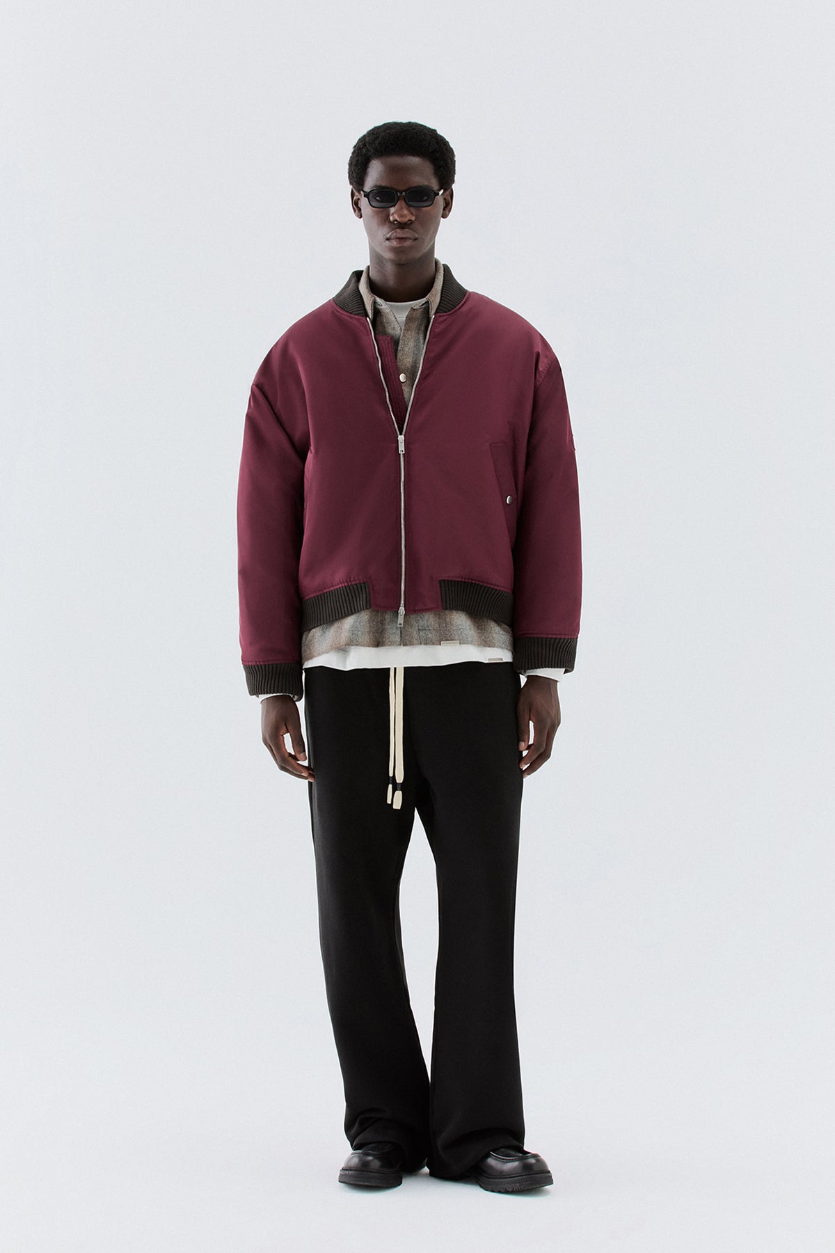 Bomber in nylon oversize - Bordeaux