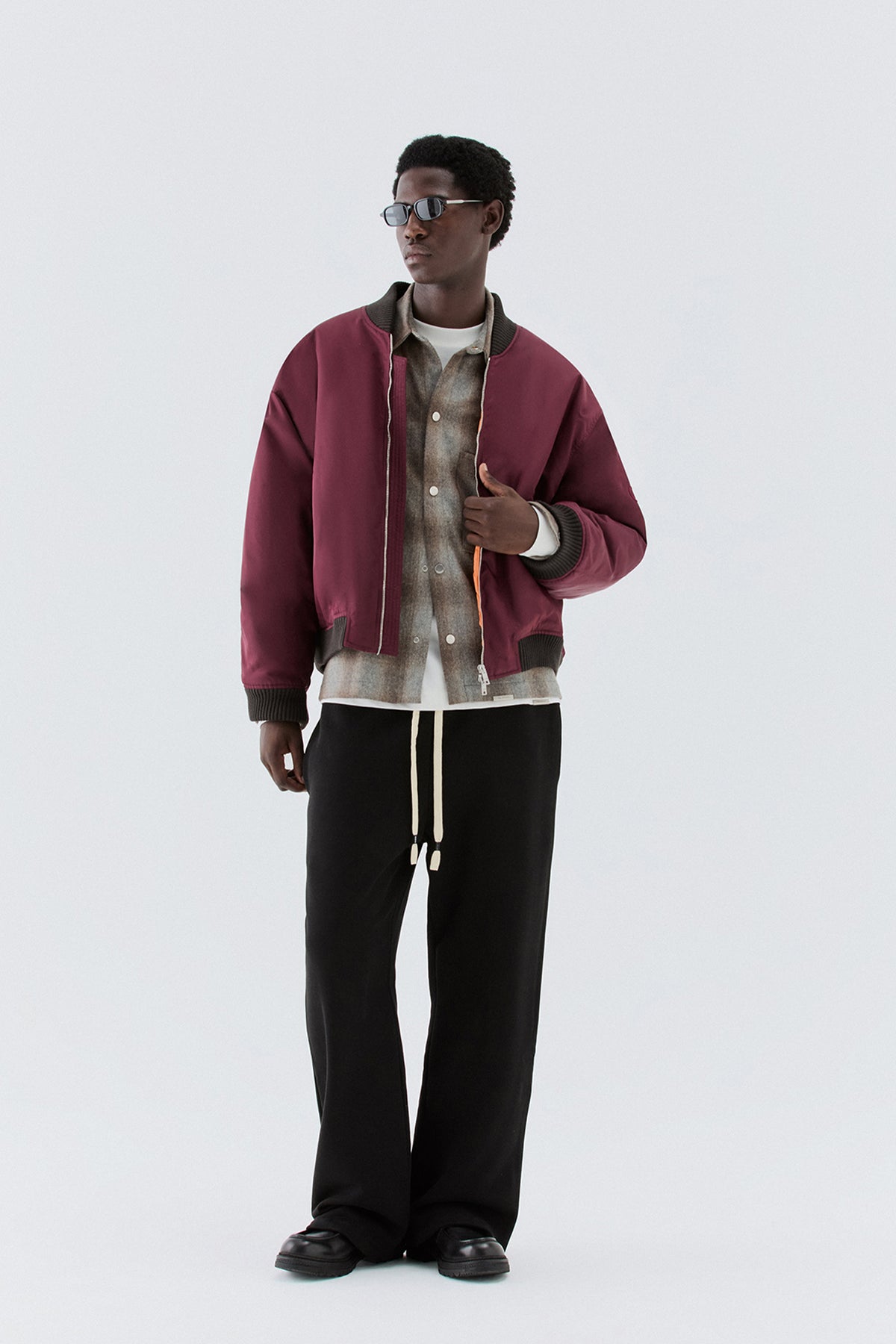 Bomber in nylon oversize - Bordeaux
