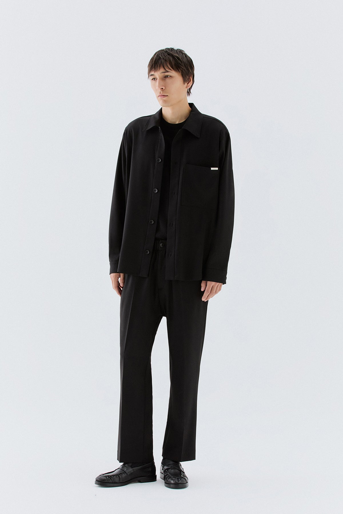 Overshirt con tasca - Nero