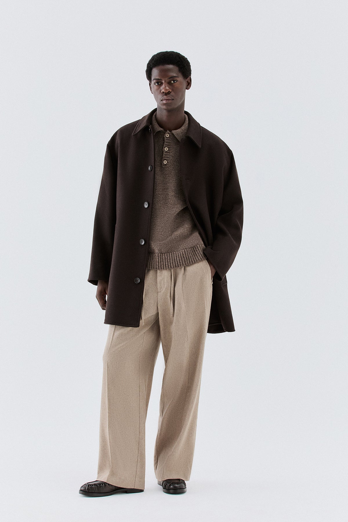 Pantaloni larghi con coulisse - Beige