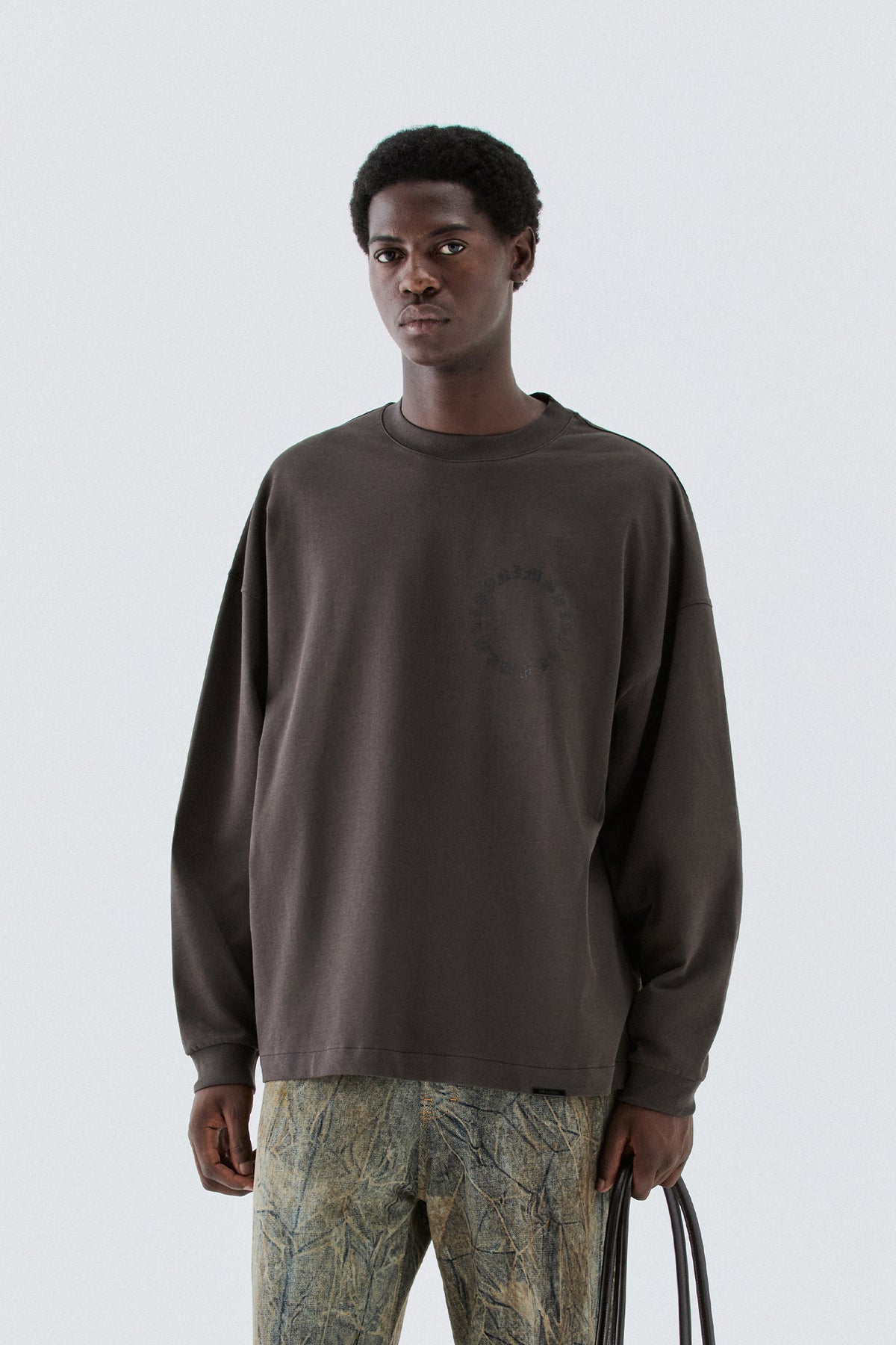 T-shirt in jersey con logo - Moro
