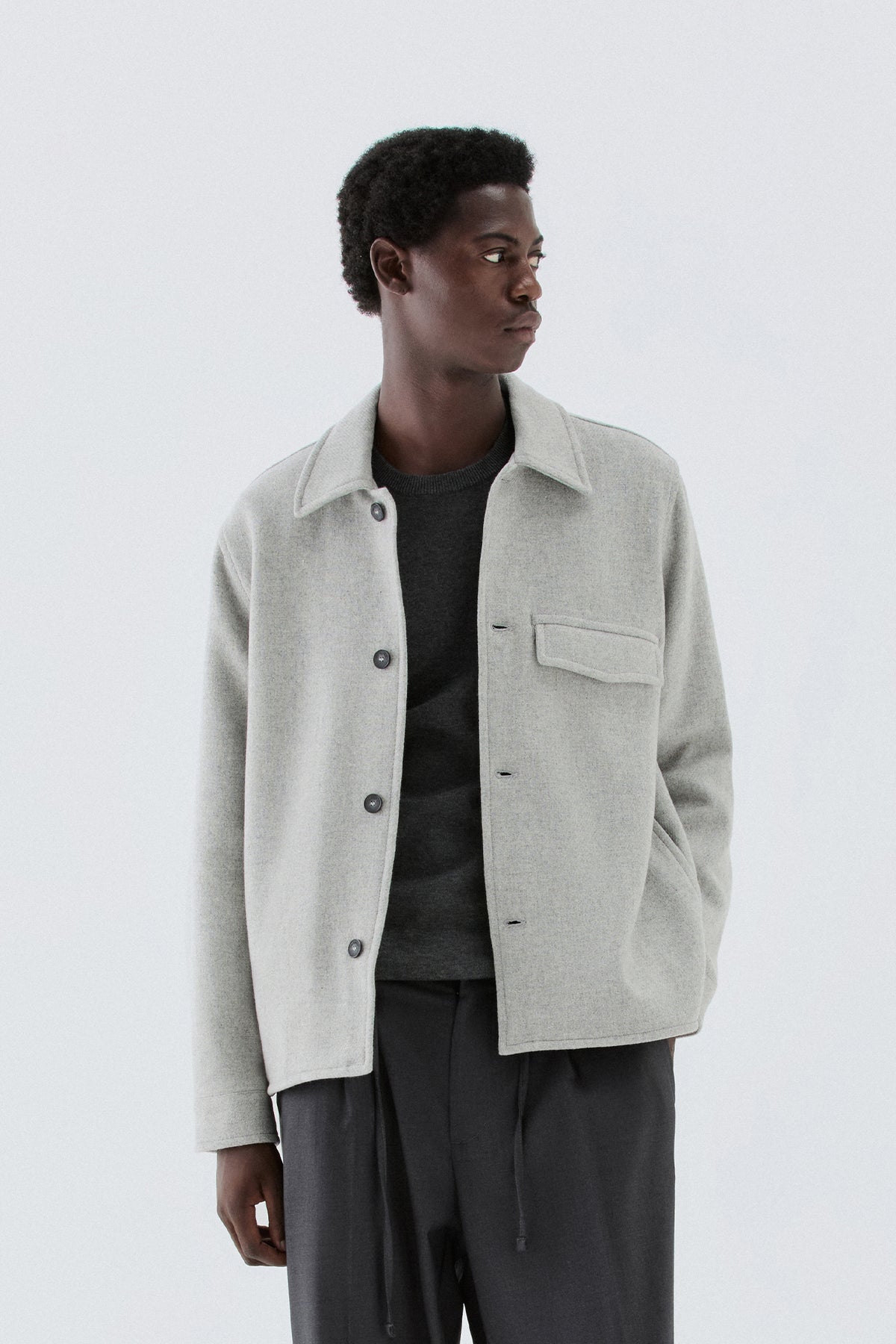Overshirt in lana - Grigio