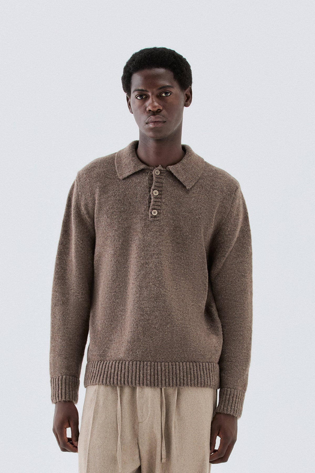 Polo in misto lana - Taupe