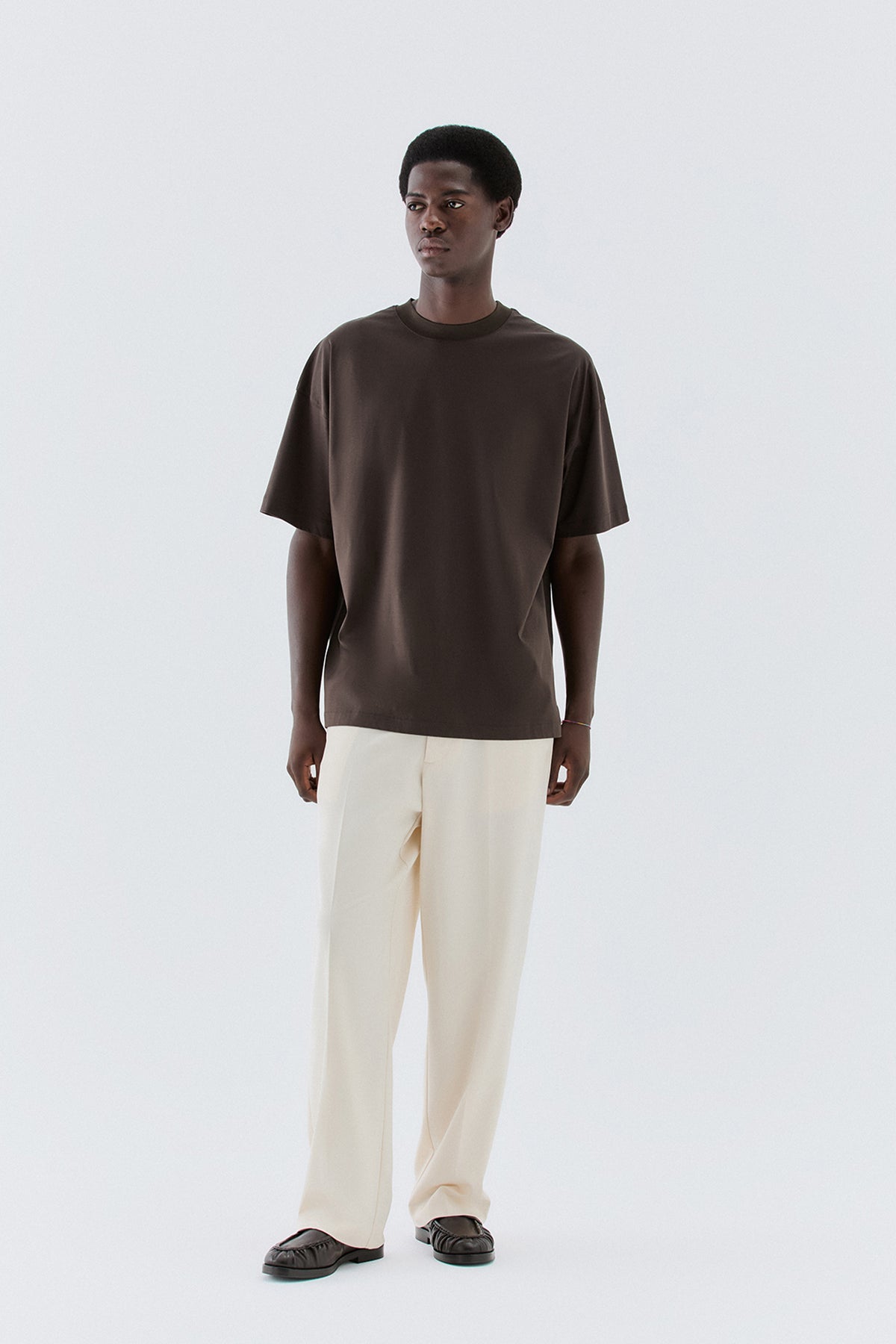 T-shirt cotone mercerizzato oversize - Moro