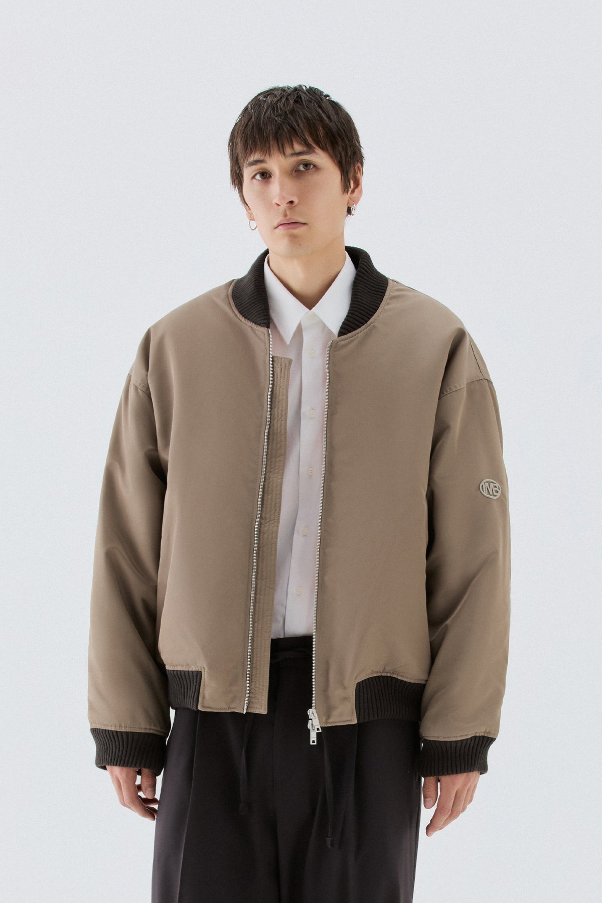 Bomber in nylon oversize - Beige