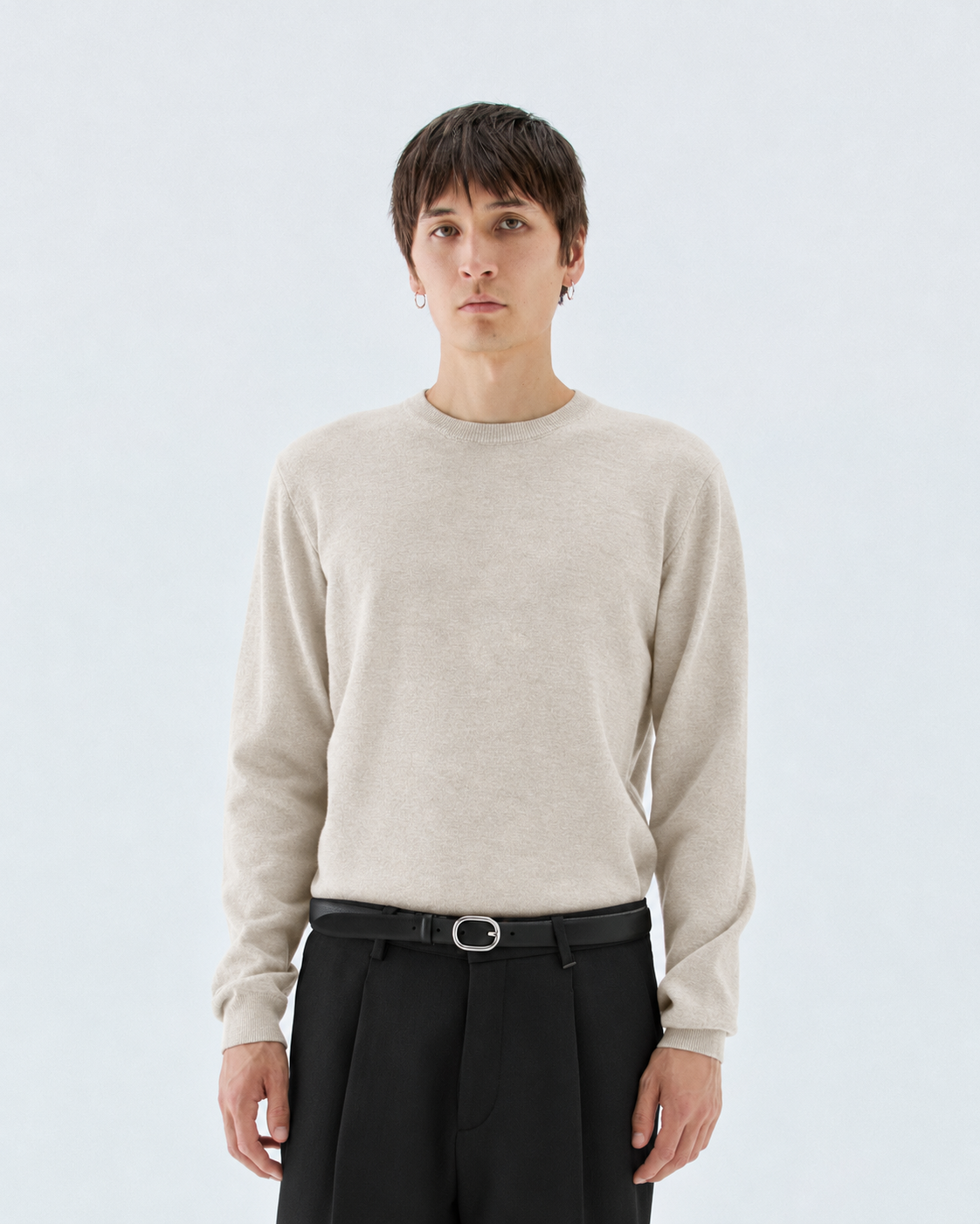 Girocollo in maglia rasata - Beige