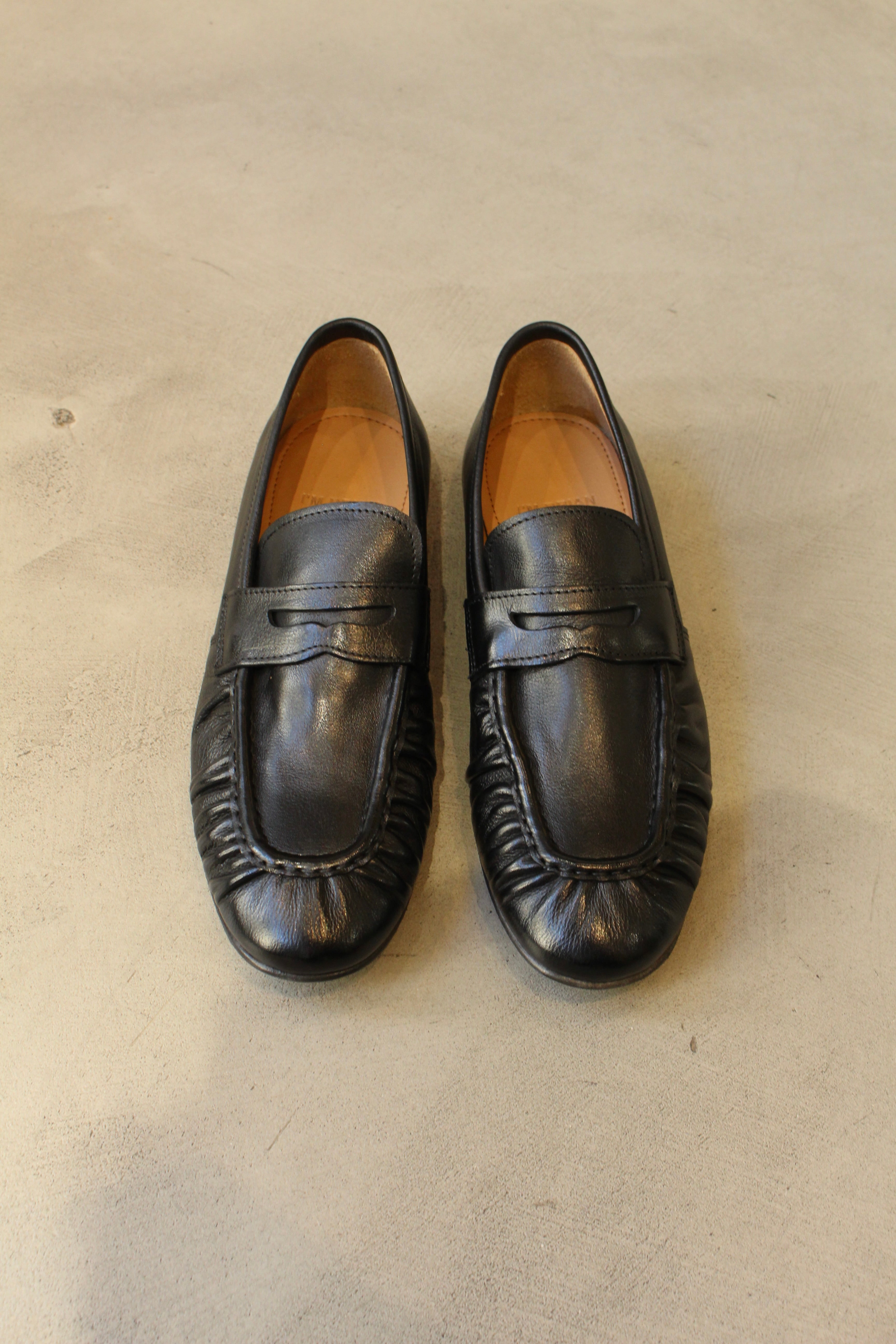 Leather Loafers with Strap - Black