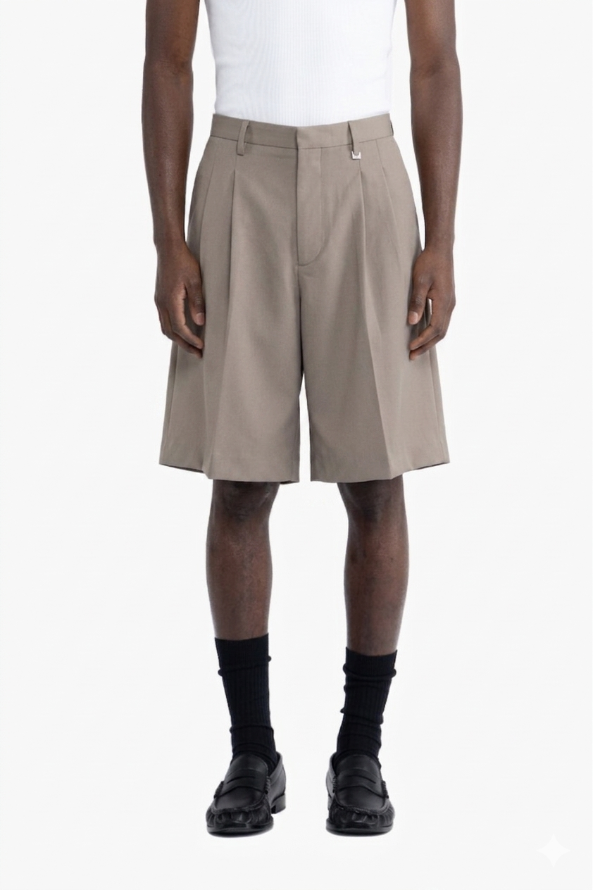 Bermuda con pinces tasca america - Taupe