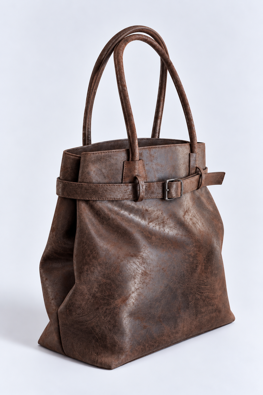Eco-leather backpack with matt black metal logo