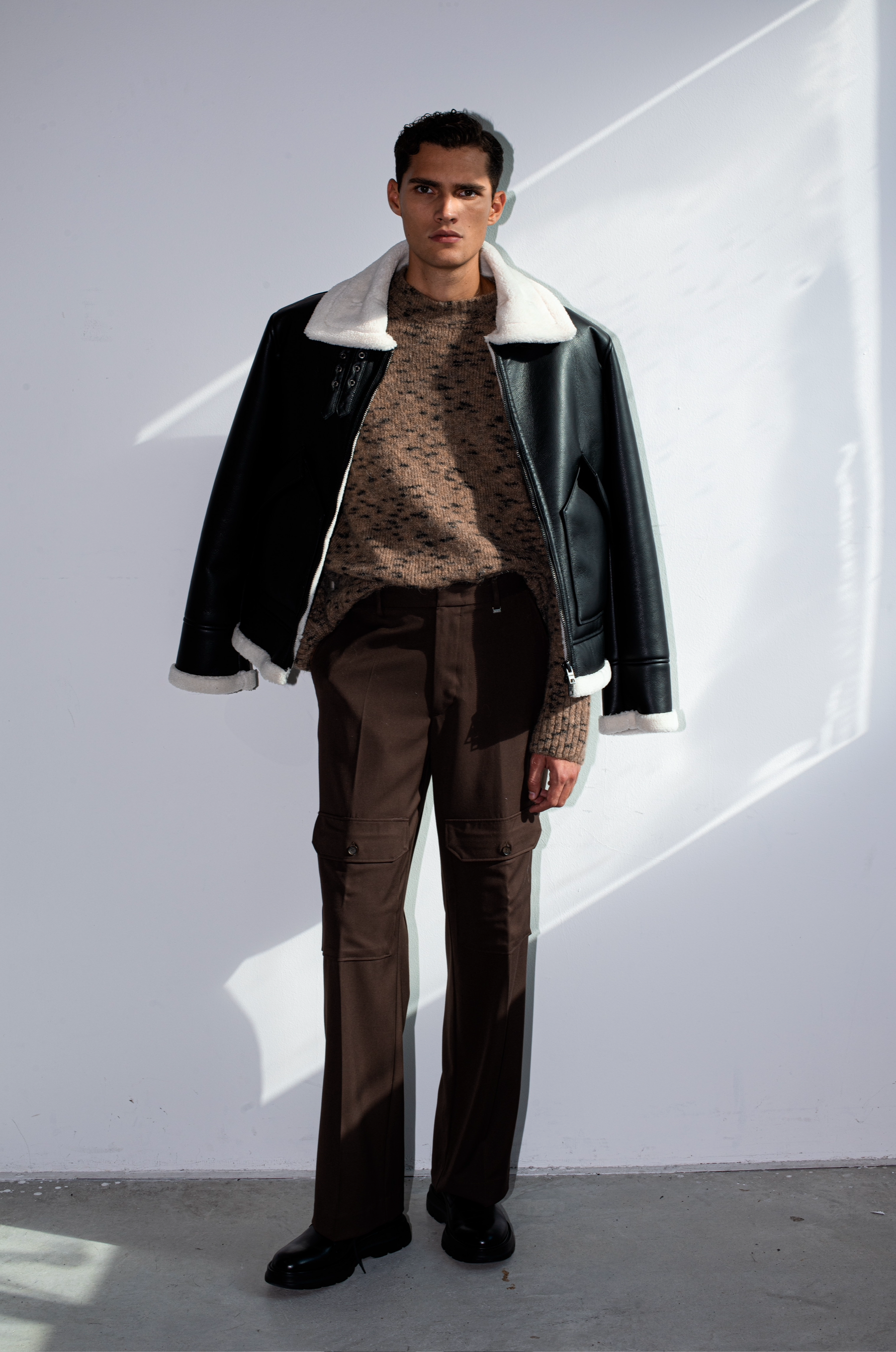 Veste en fausse peau de mouton - Noire