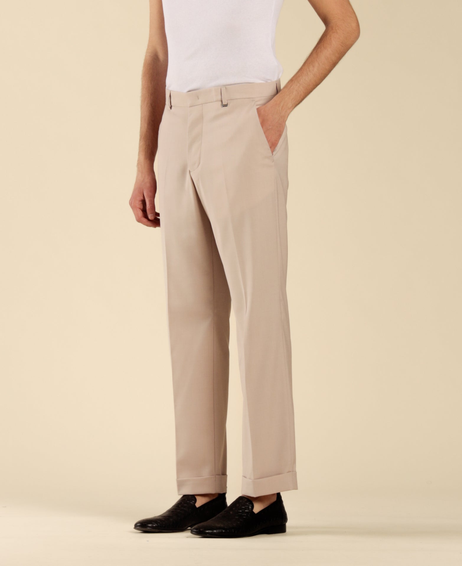 Pantalon à poches américaines et revers en bas - Poudre