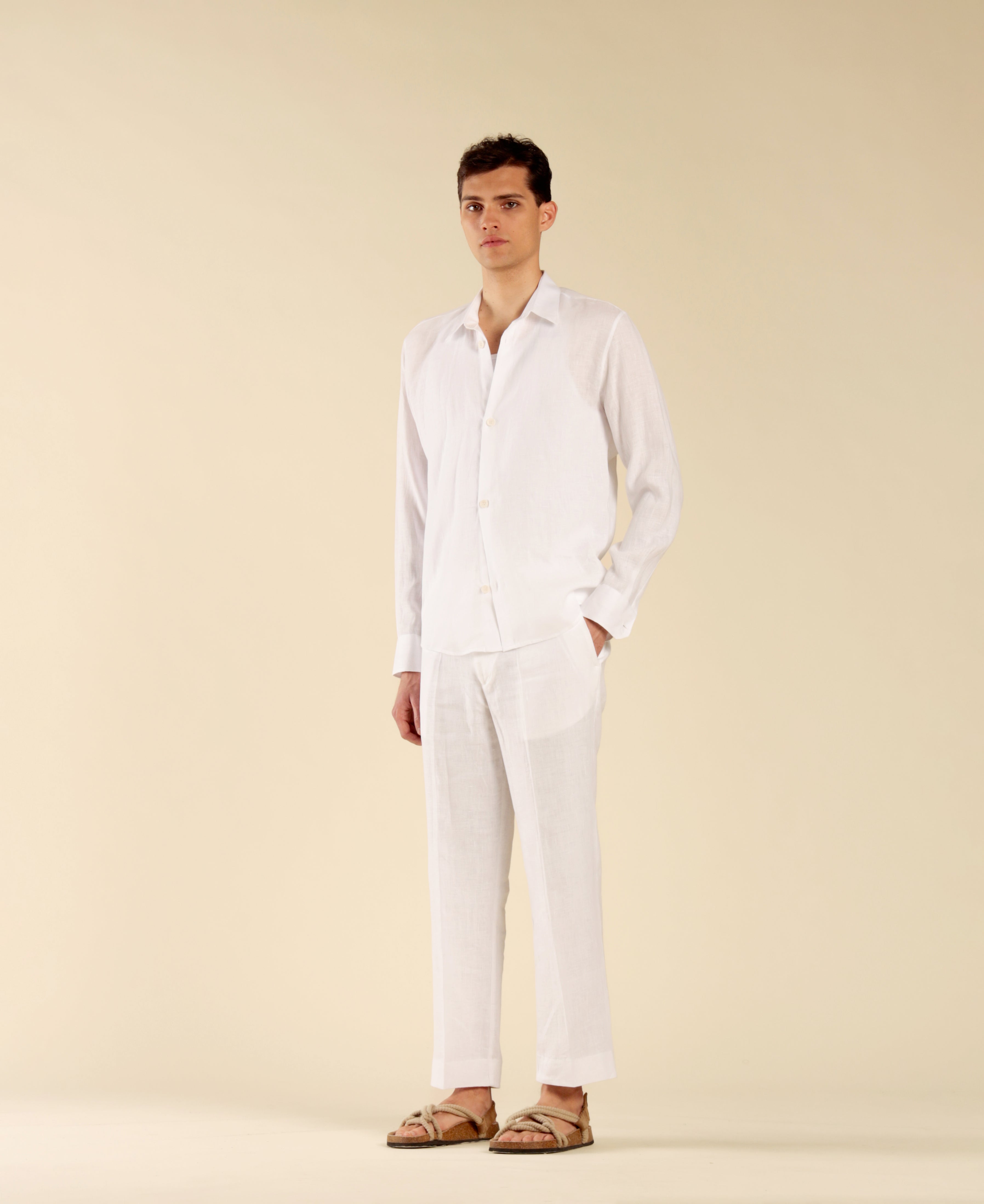 Camicia in 100% lino - Bianco