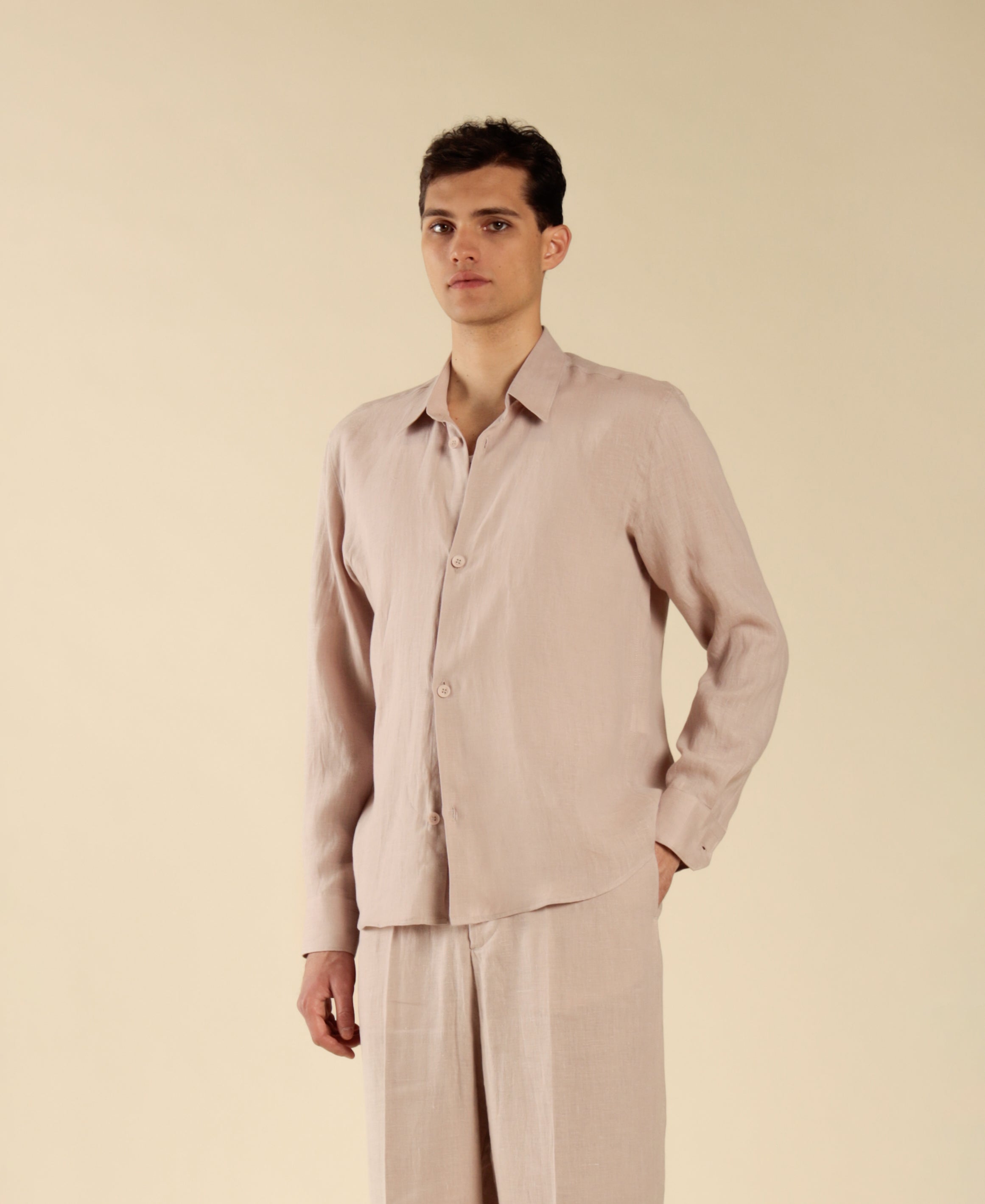 Camicia in 100% lino - Cipria