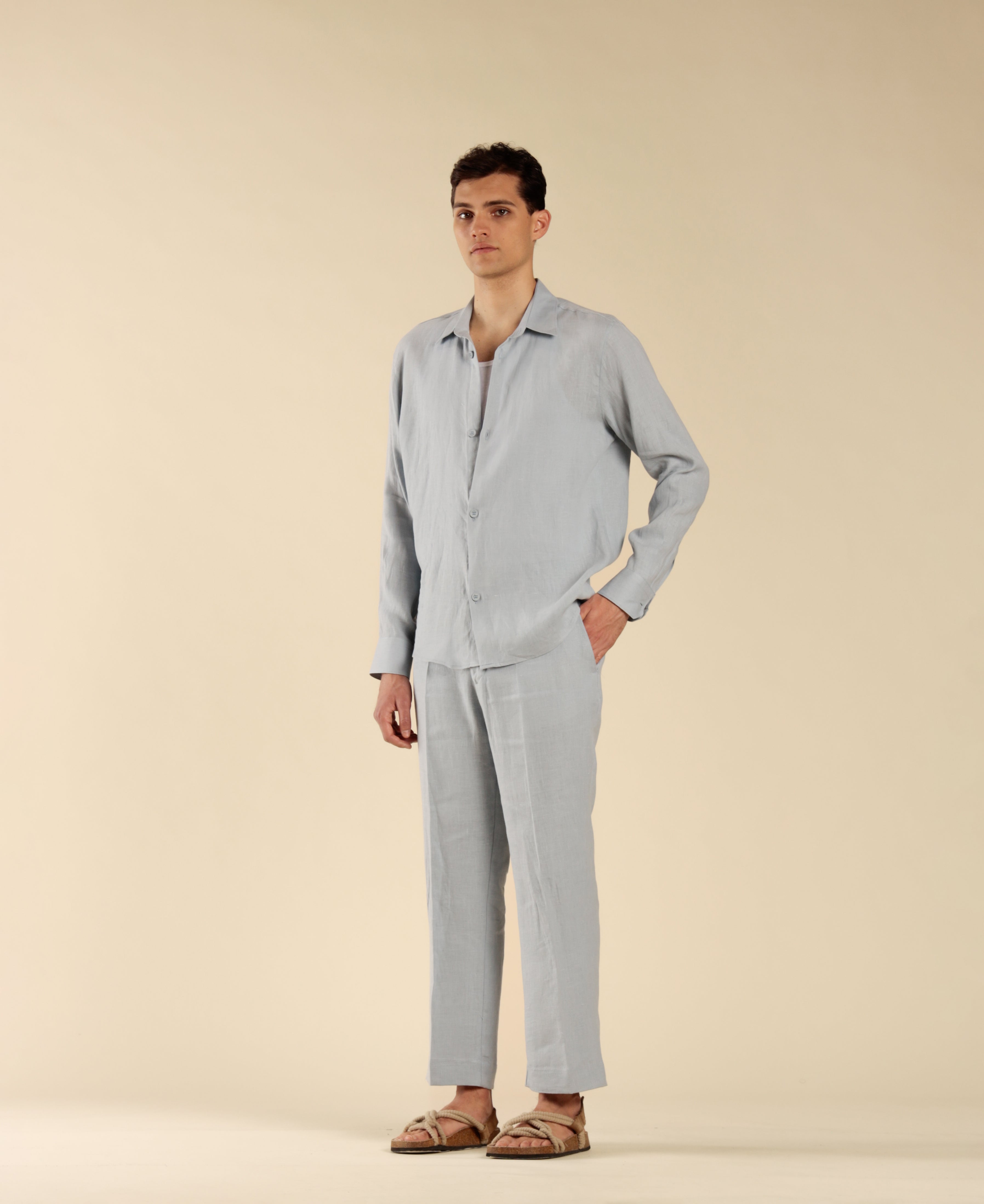 Camicia in 100% lino - Polvere