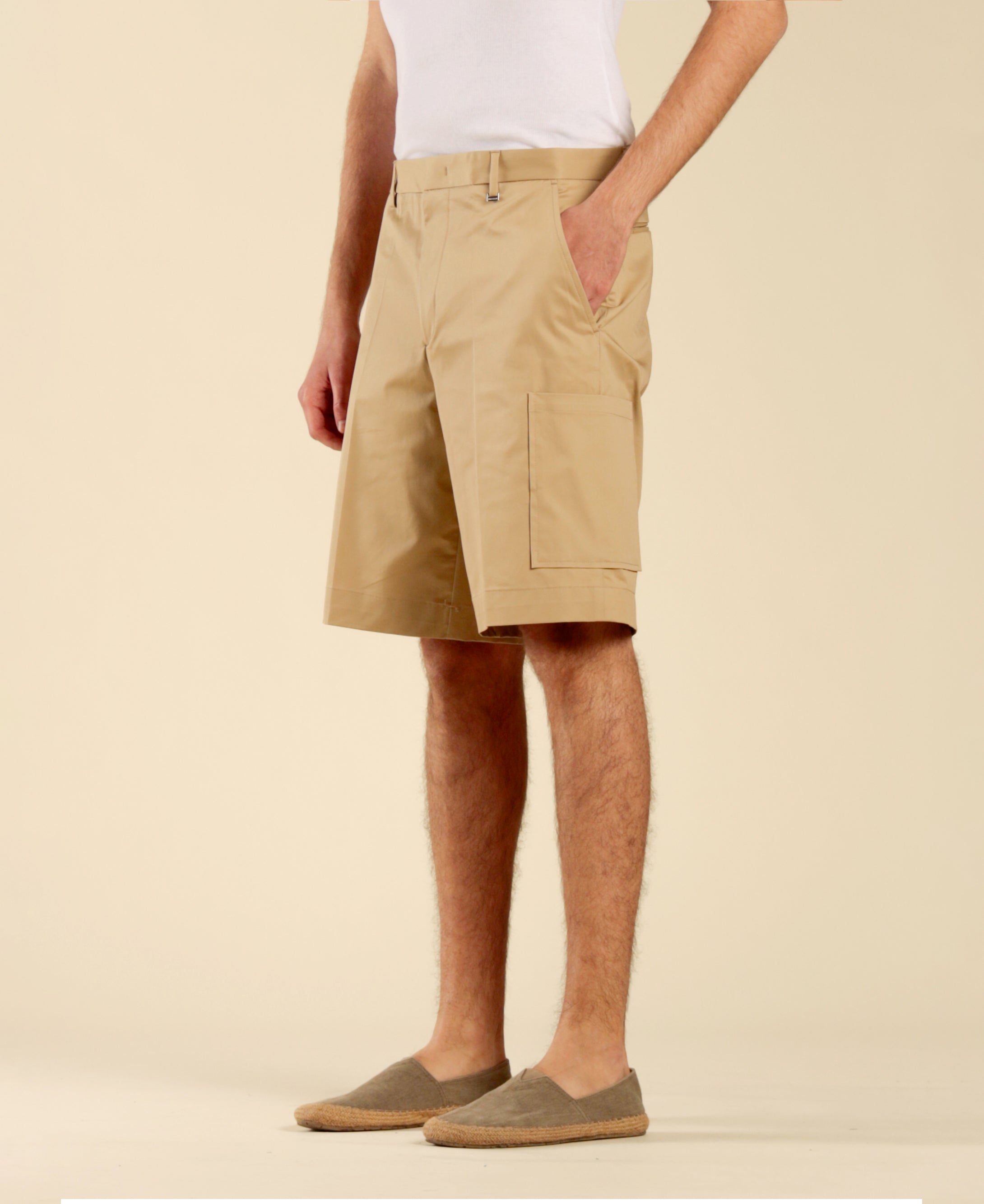 Bermuda en coton avec poche américaine - Beige