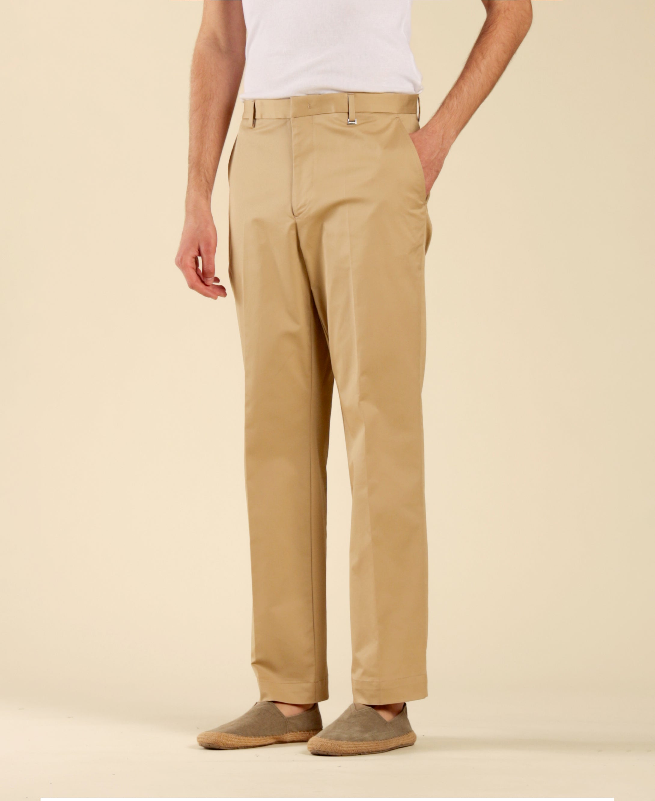 Pantalon large en coton beige