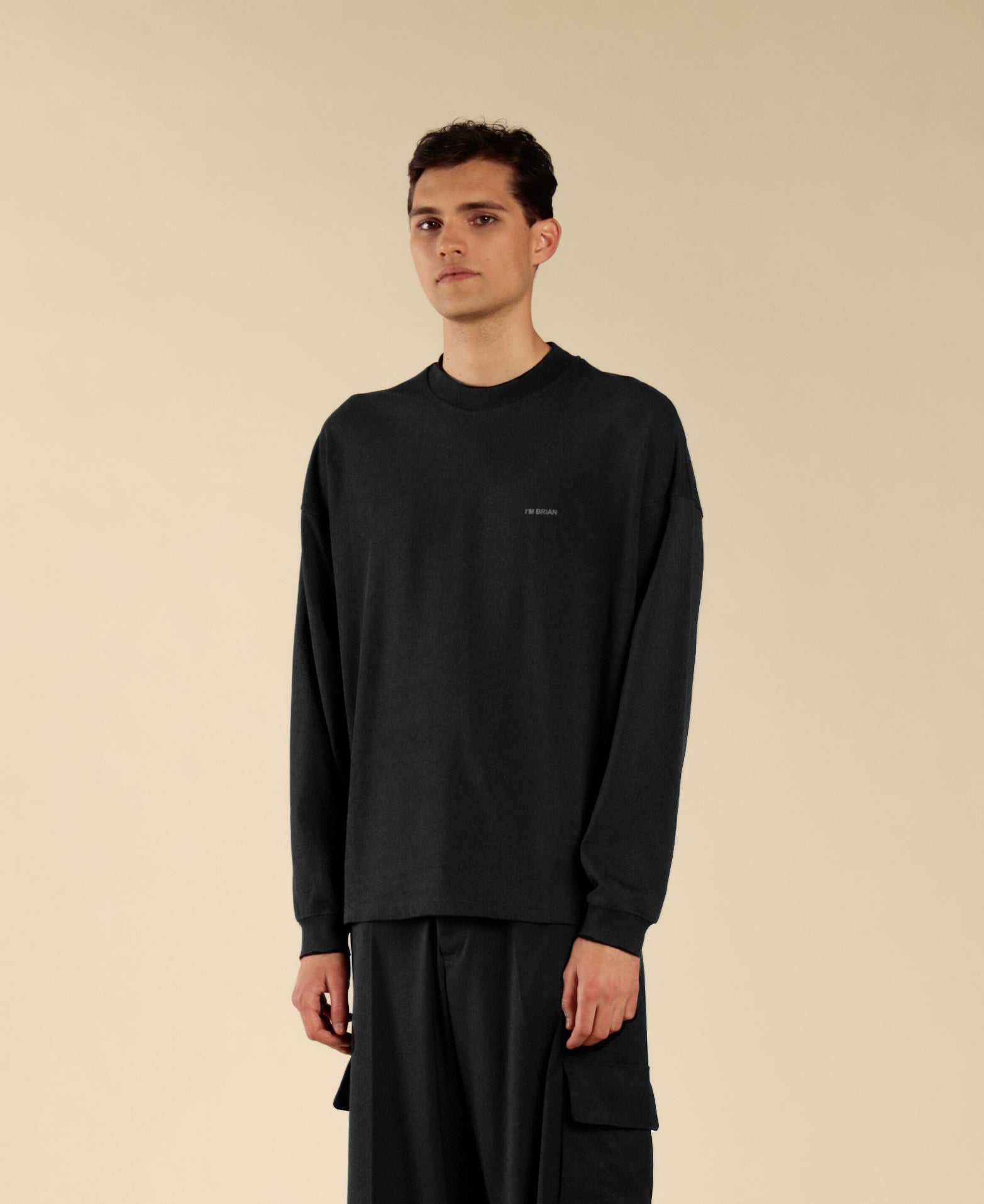 T-shirt oversize maniche lunghe - Nero