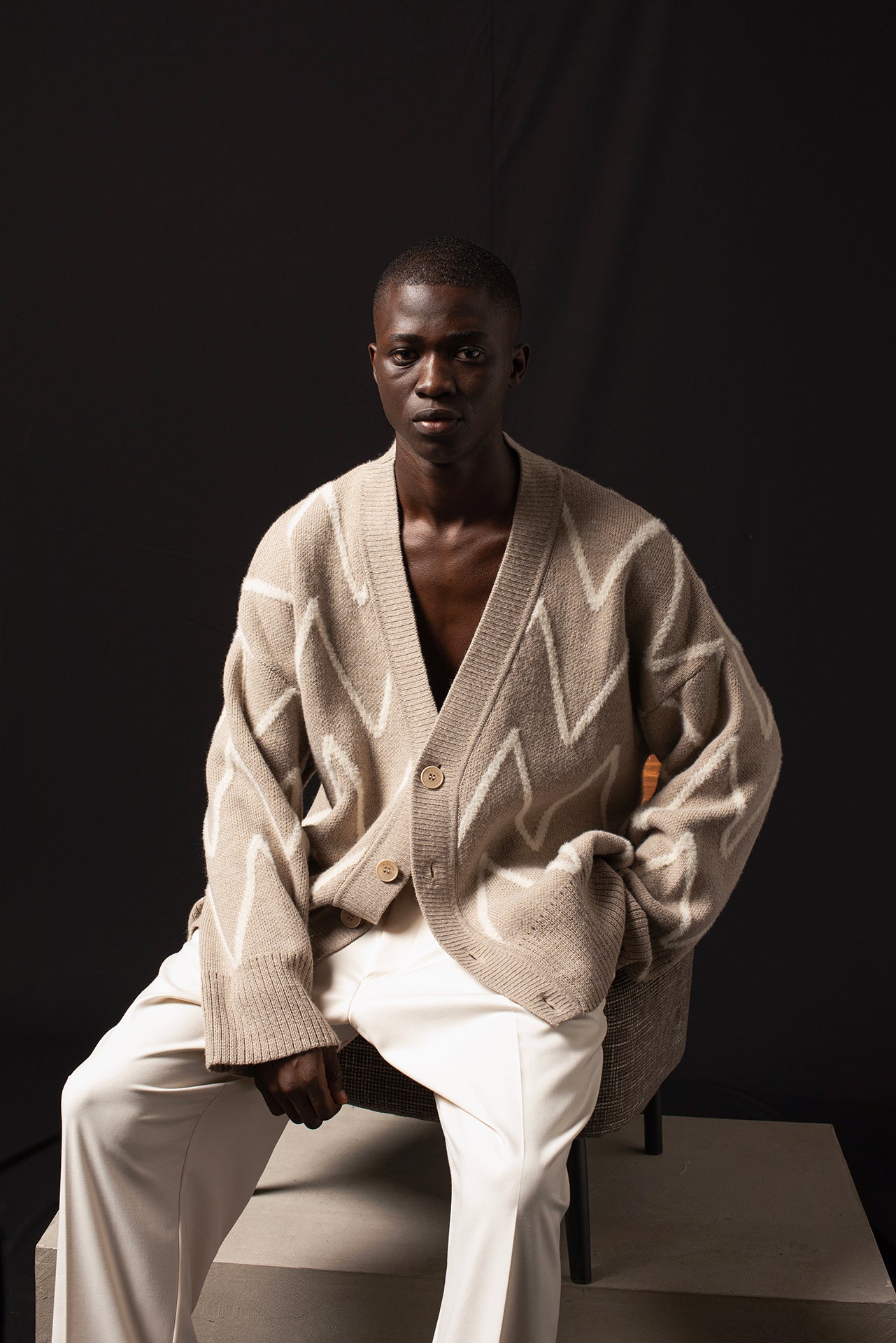 Gilet oversize à motifs - Beige