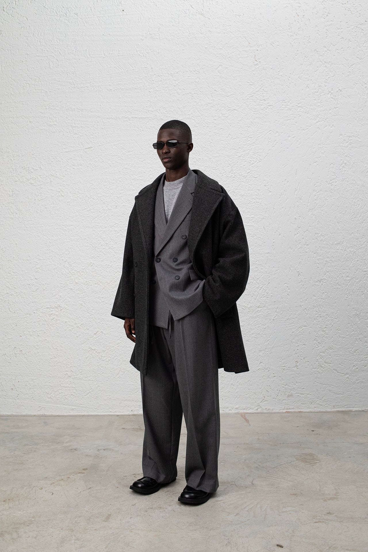 Manteau croisé oversize - Gris