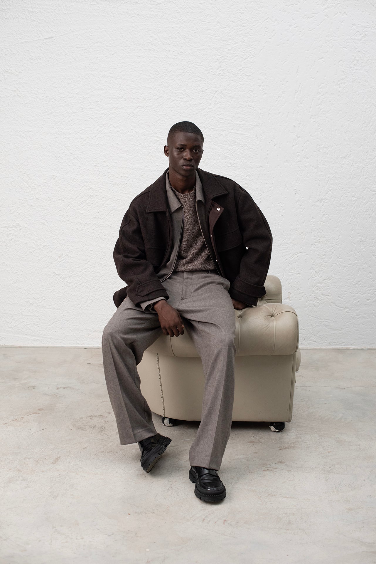 Veste oversize en laine avec poches - Moro