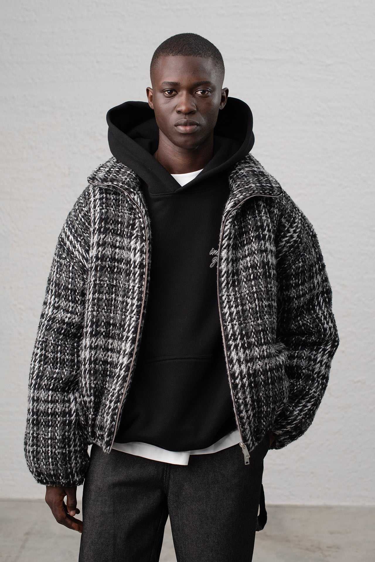 veste oversize en tweed à carreaux