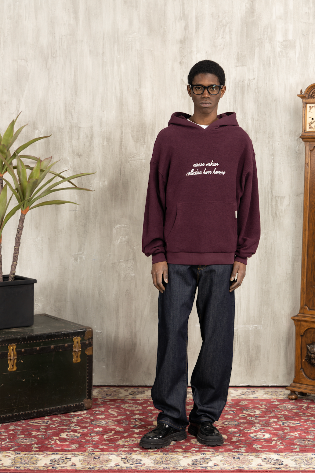 Felpa al rovescio oversize - Bordeaux