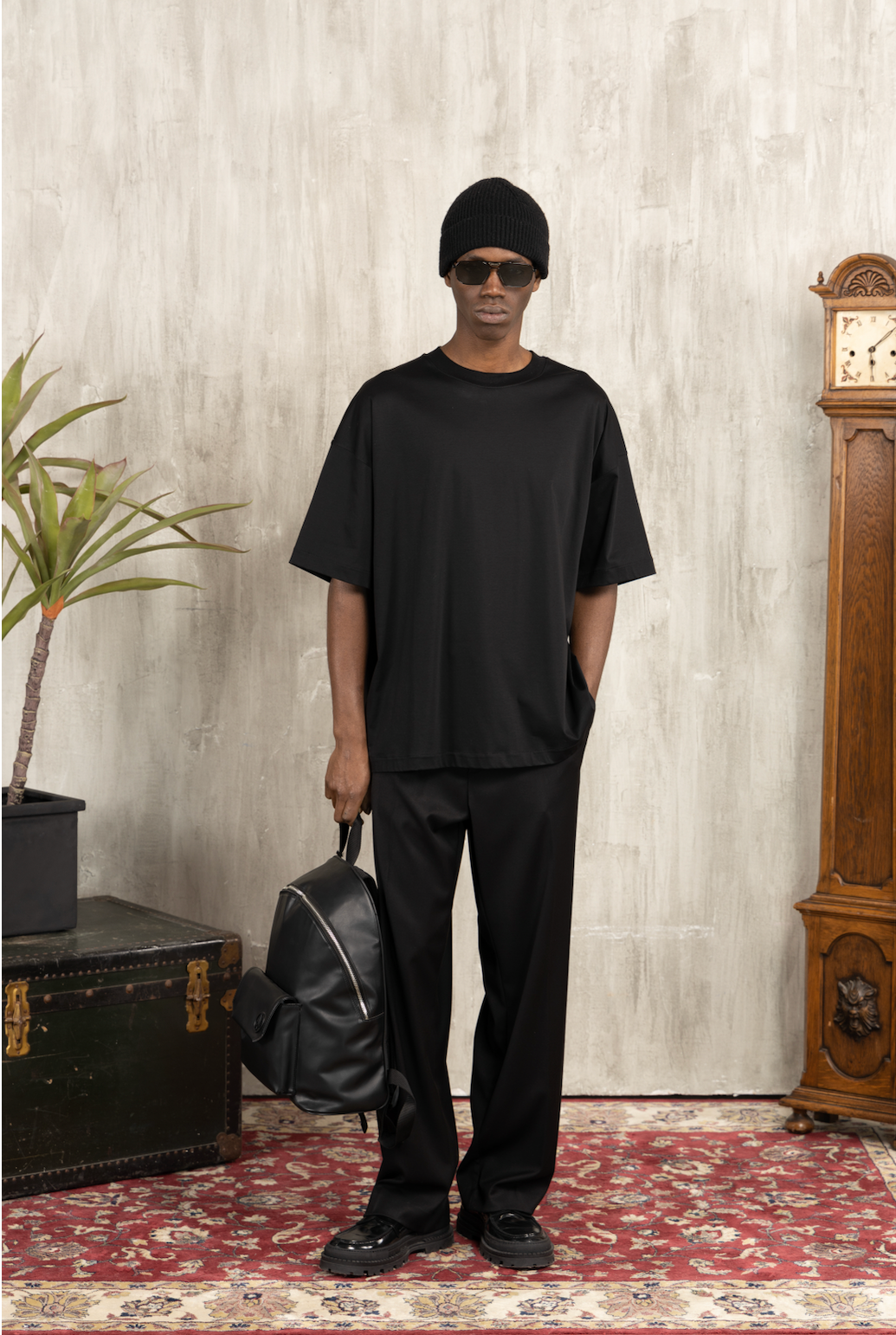 T-shirt cotone mercerizzato oversize - Nero