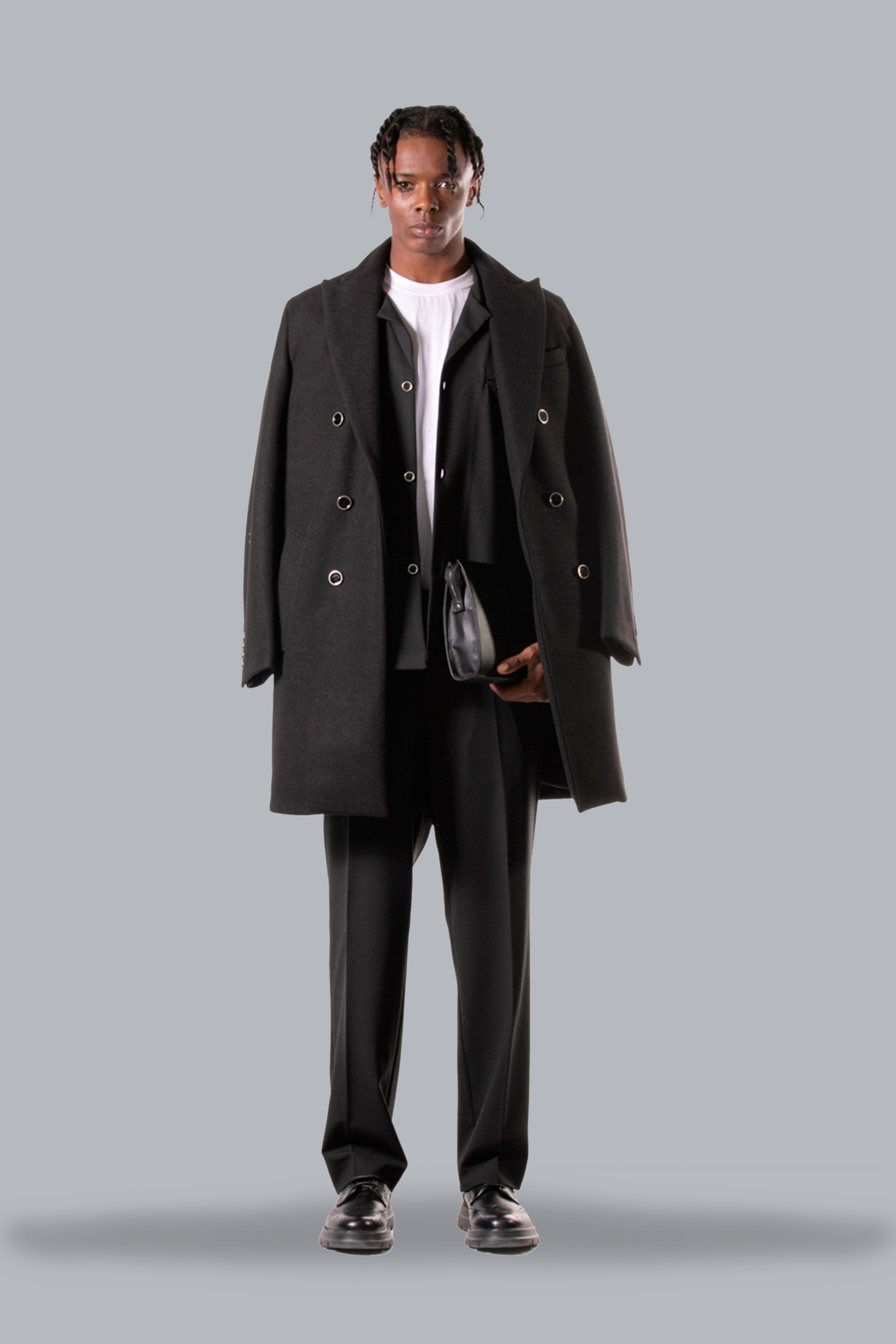 Manteau croisé à boutons dorés - Noir