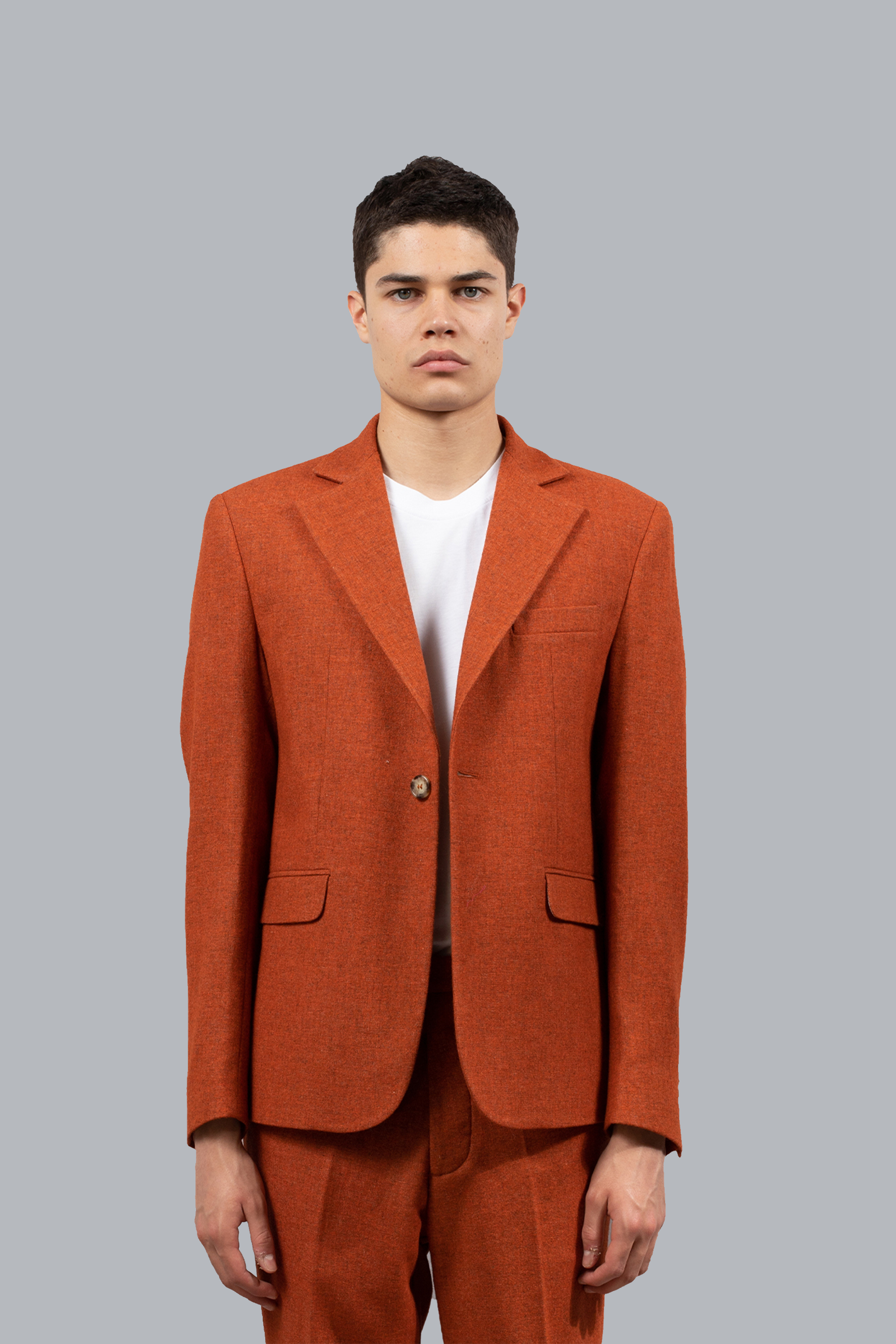 Veste à simple boutonnage en laine mélangée - Orange