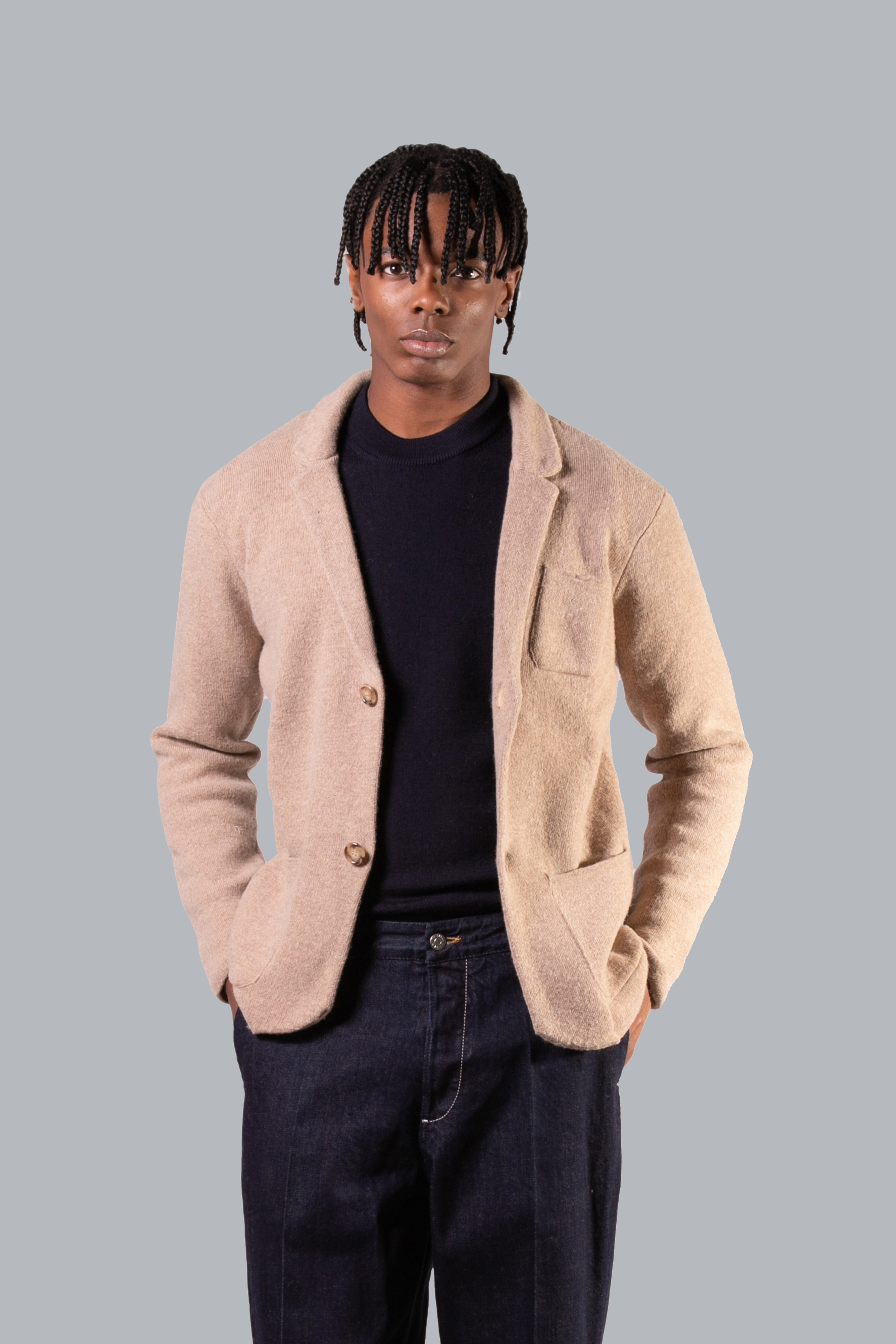 Veste en laine à simple boutonnage - Beige