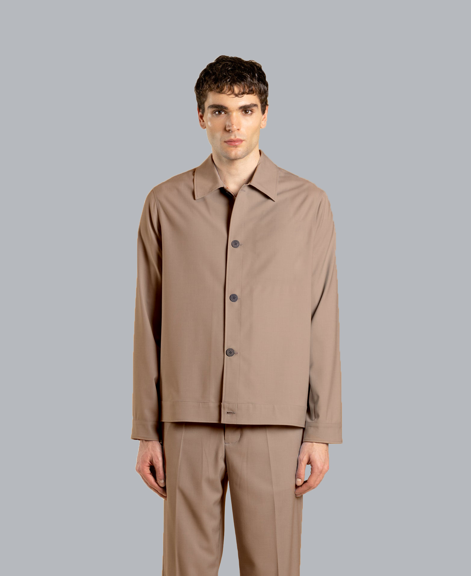 Giacca camicia maniche lunghe - Beige