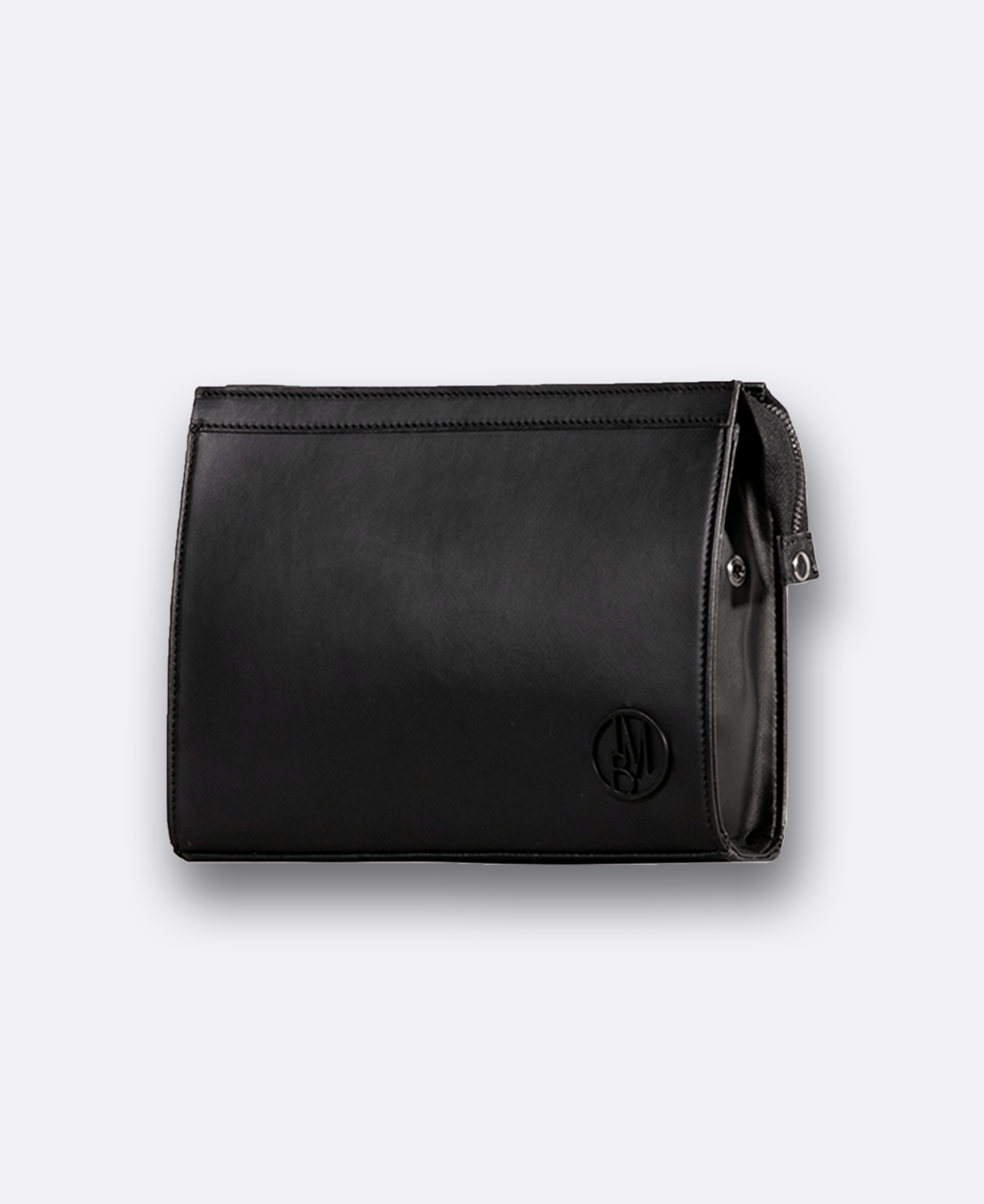 Pochette in ecopelle con logo in metallo nero opaco