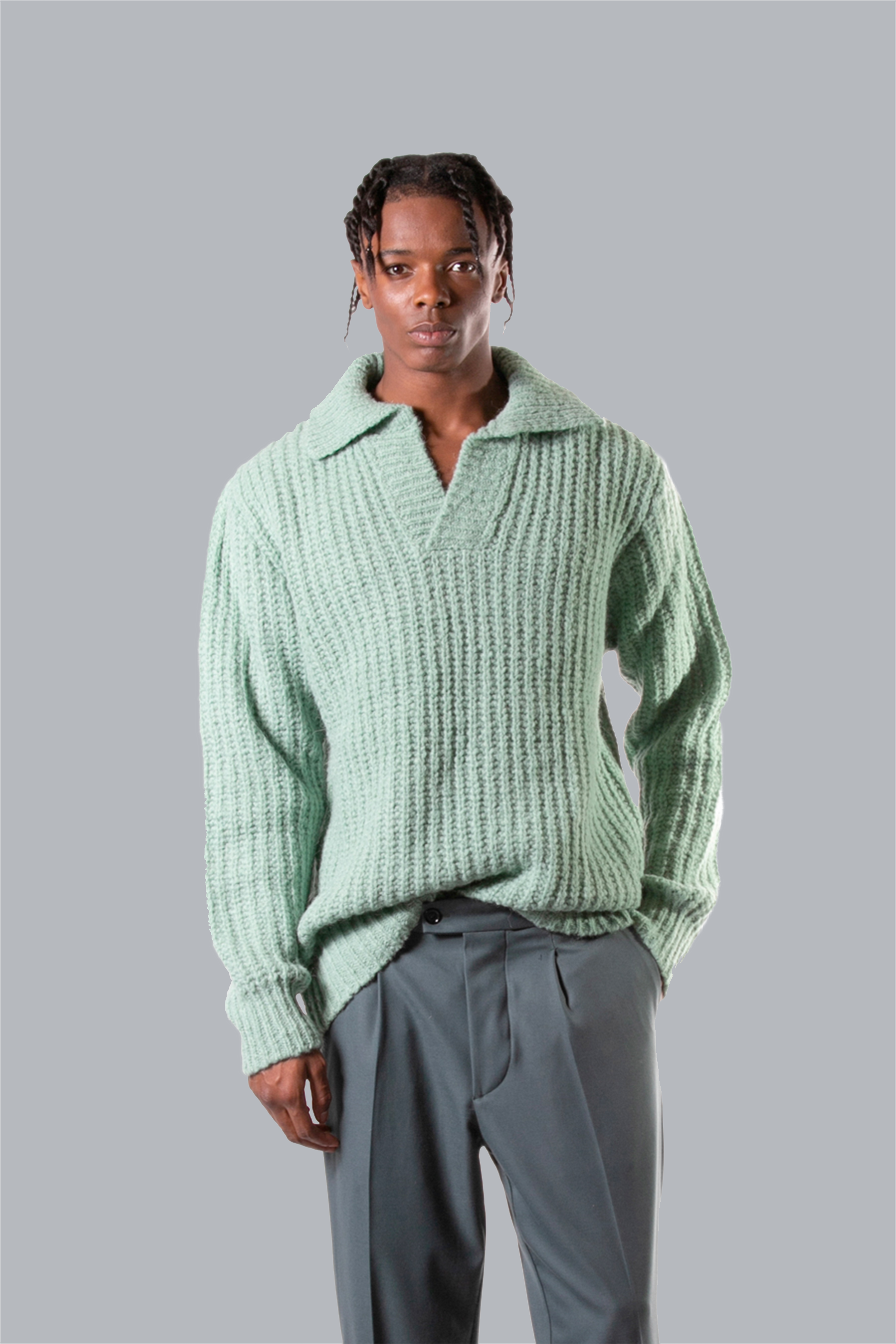 Polo oversize en maille verte