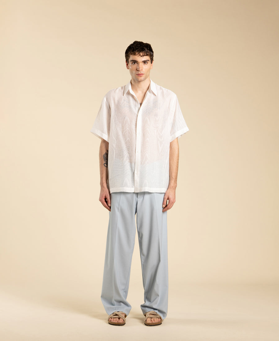 Camicia jacquard maniche corte - Bianco