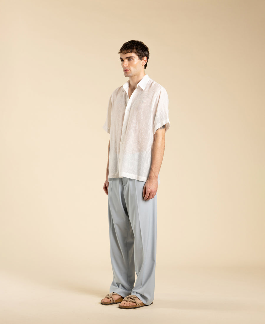 Camicia jacquard maniche corte - Bianco