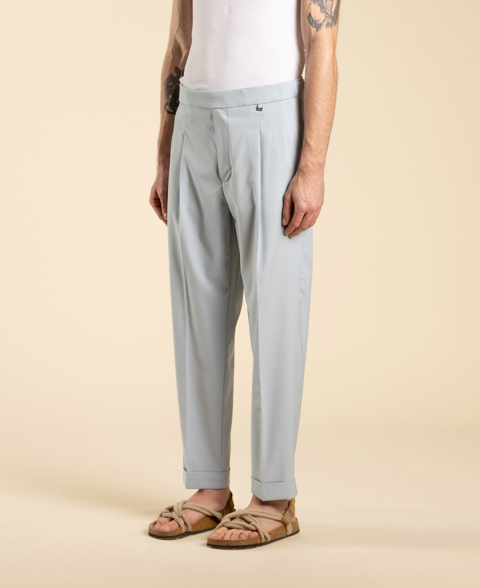 Pantalon à double pli coupe classique - Poudre