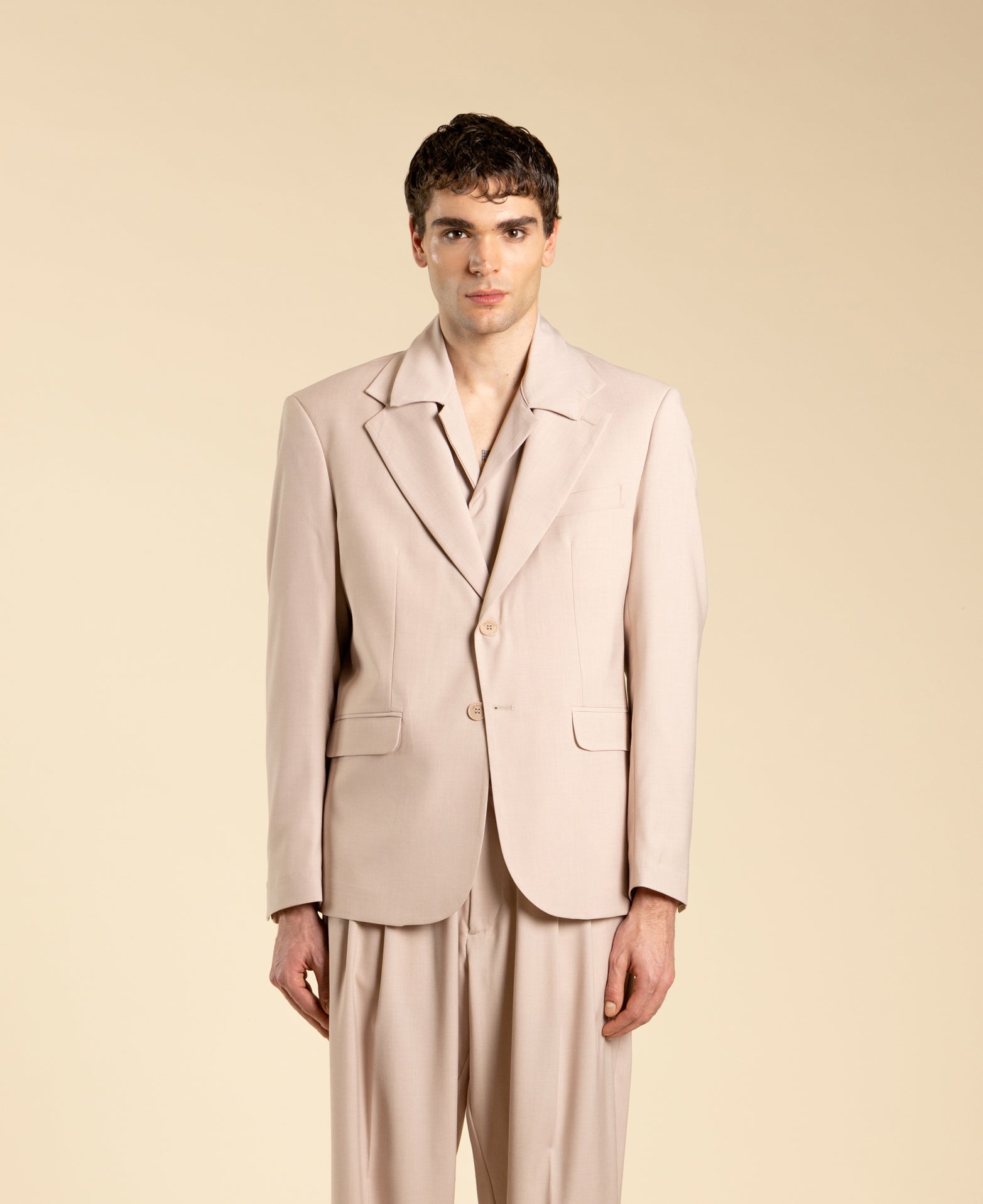 Veste à simple boutonnage - Rose poudré