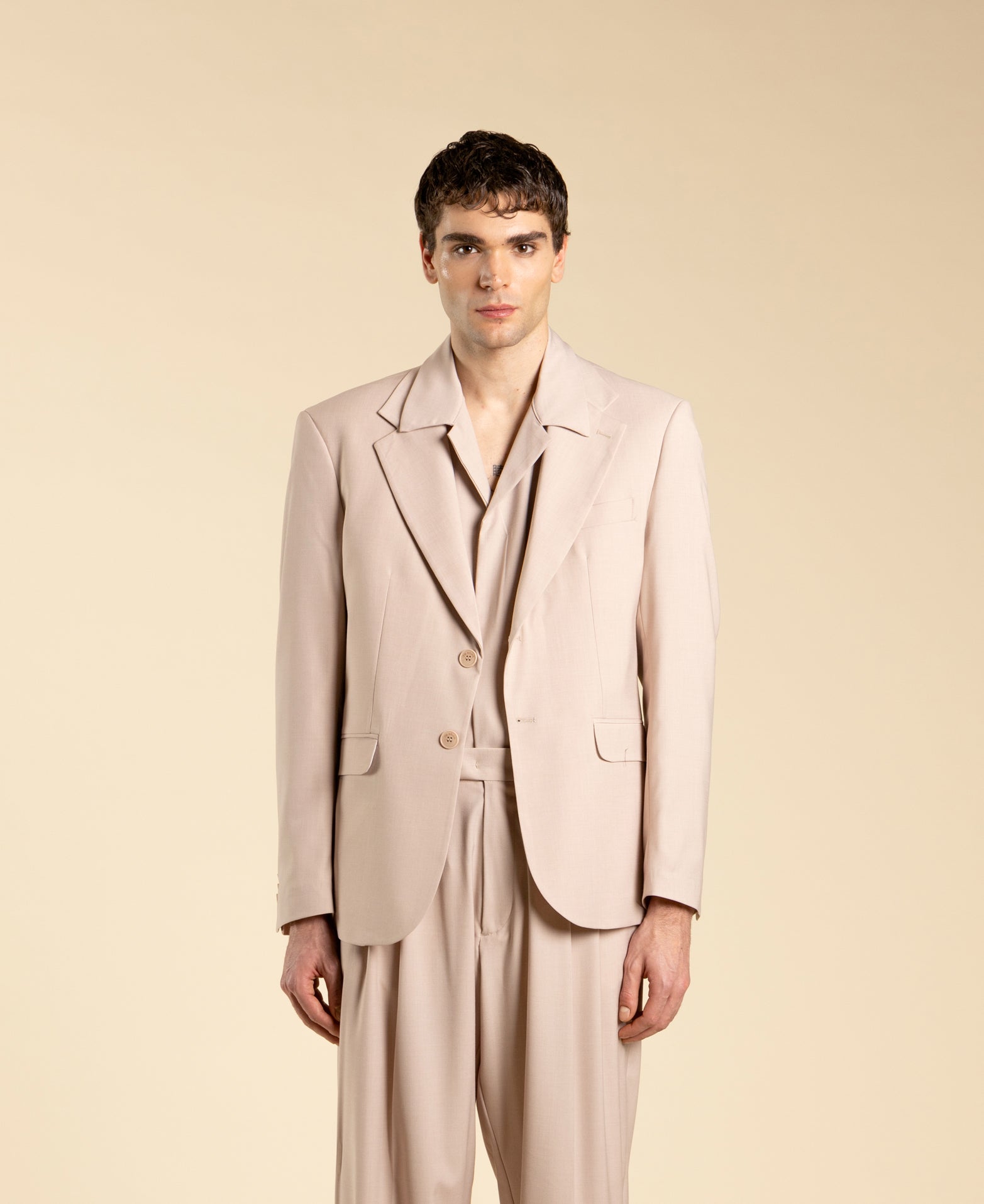 Veste à simple boutonnage - Rose poudré