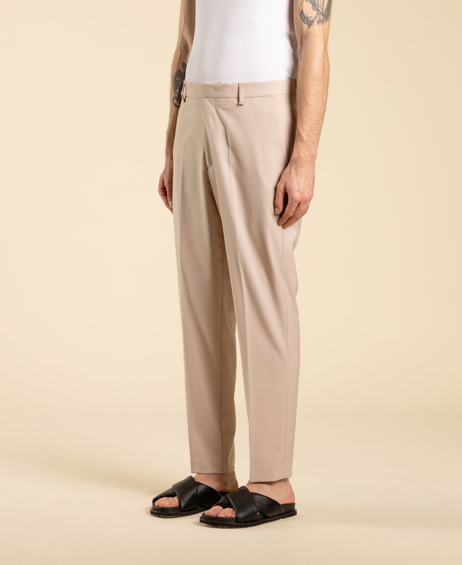 Pantalon coupe droite avec poche américaine - Poudre