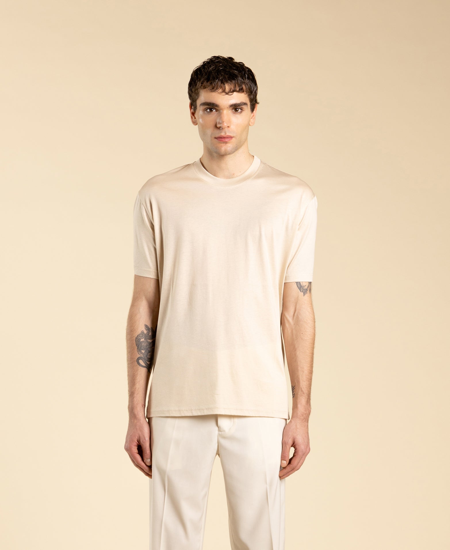 T-shirt in cotone modal mercerizzato - Burro
