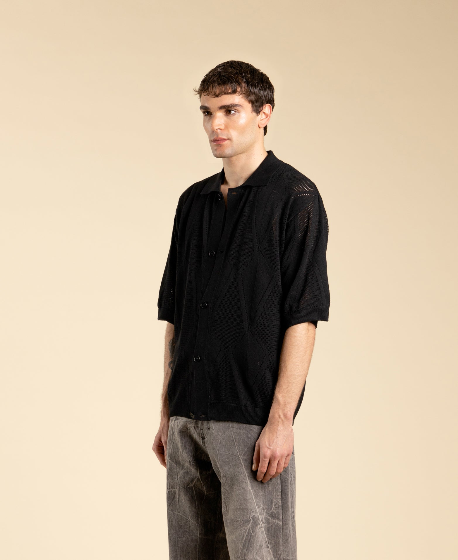 Gilet en maille de coton - Noir