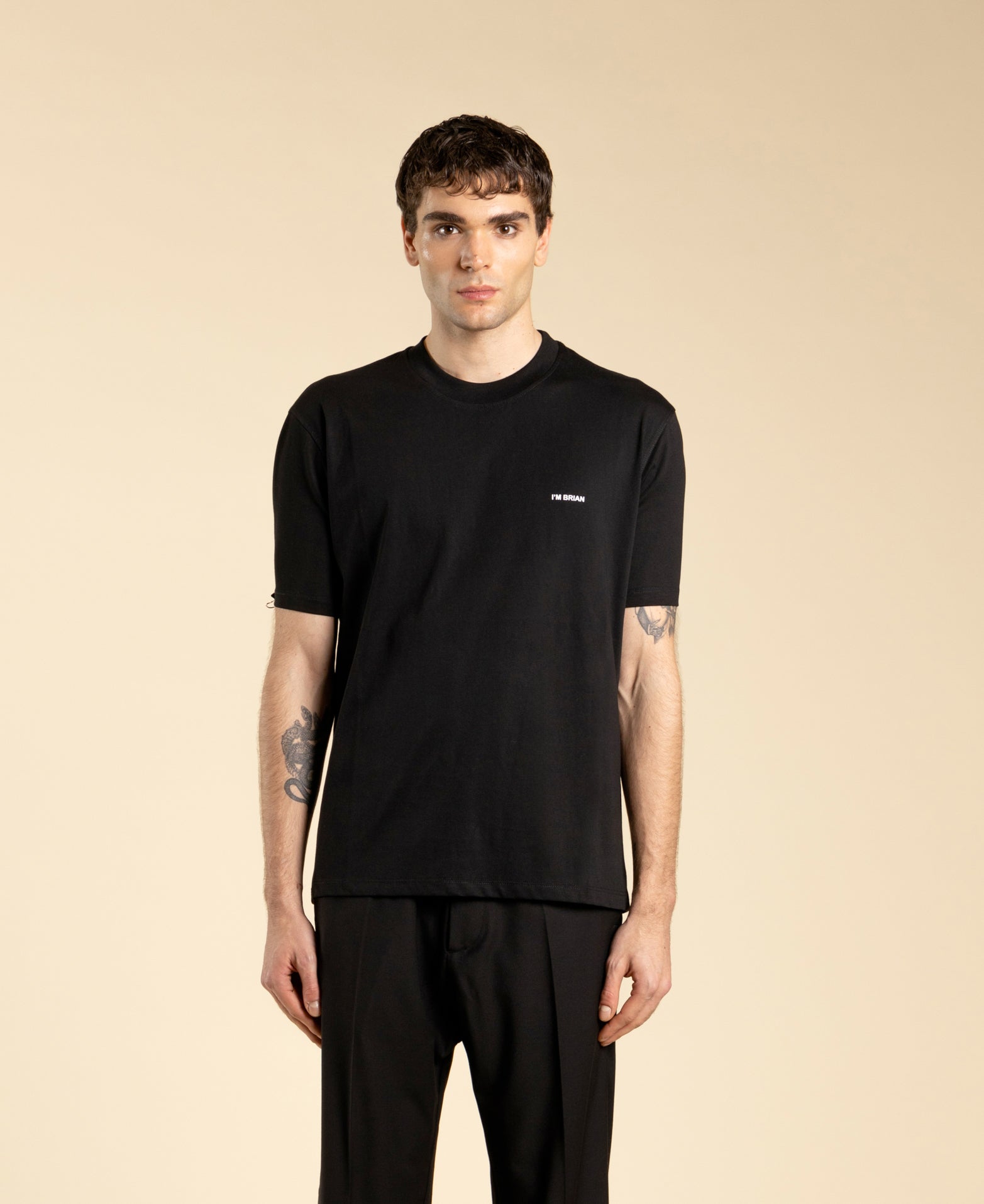 T-shirt regular in cotone - Nero