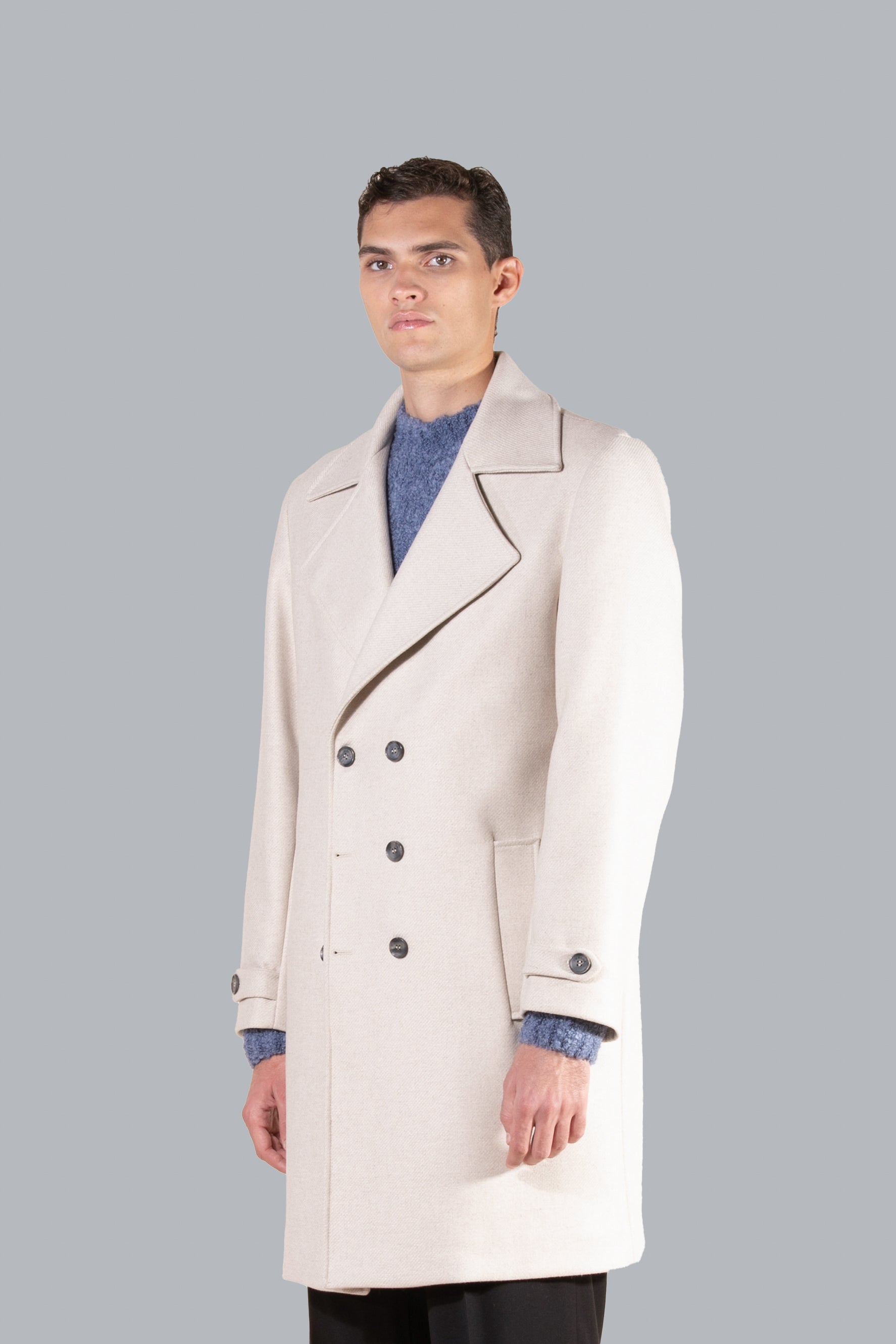 Manteau croisé en laine beige
