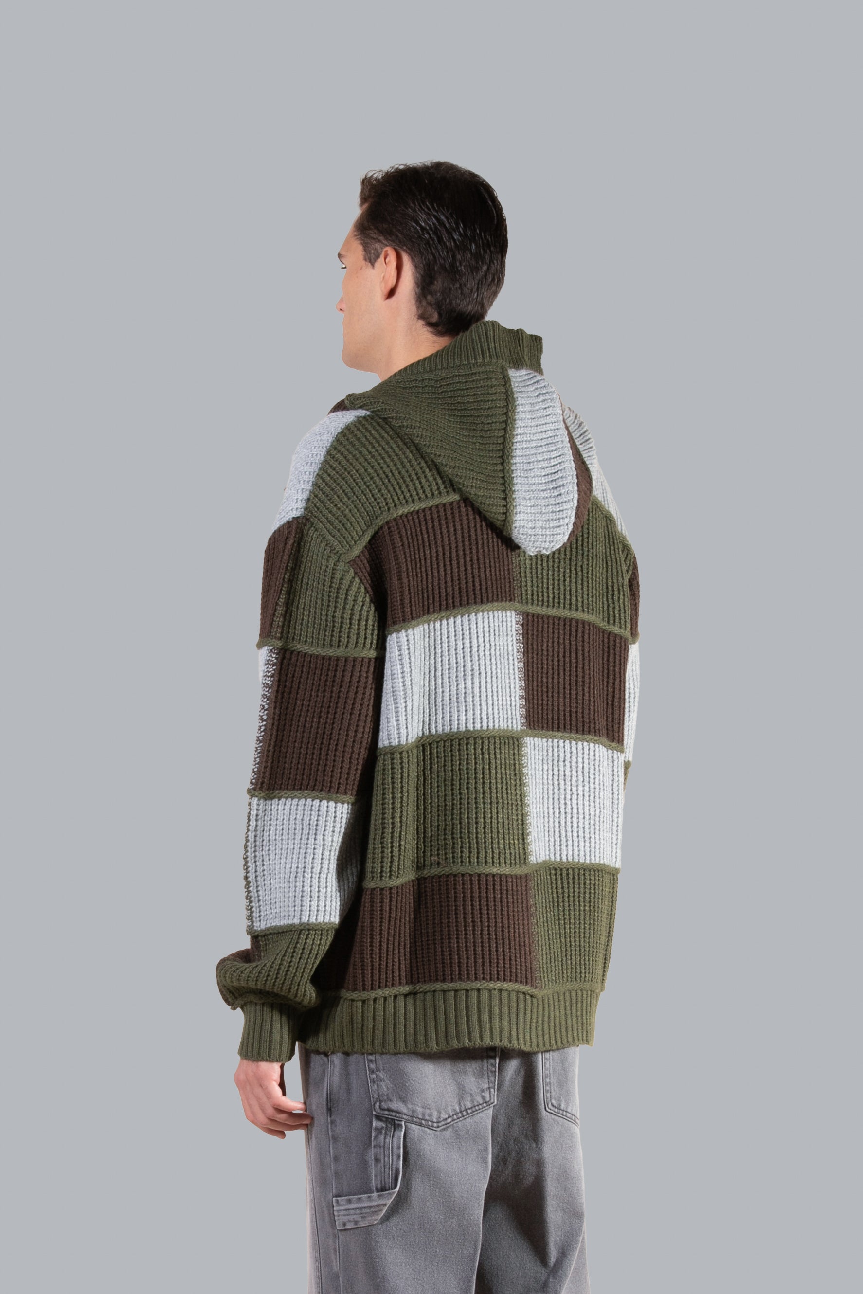 Gilet patchwork oversize à capuche